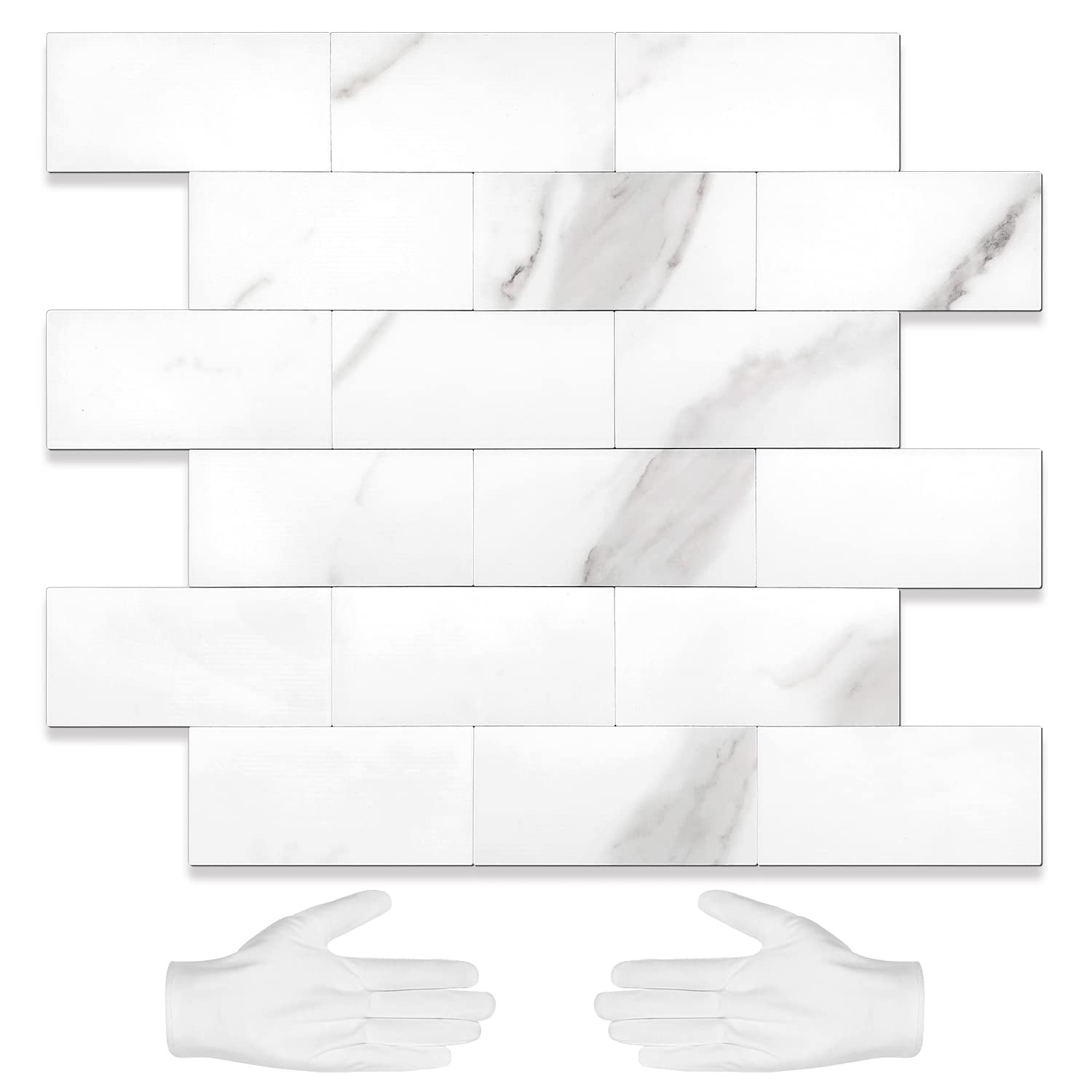 LILILIAN FMY  10 Sheet Subway Tile Peel and Stick Backsplash Self Adhesive PVC Wall Tile Calacatta Stick on Backsplash for Kitchen and Bathroom
