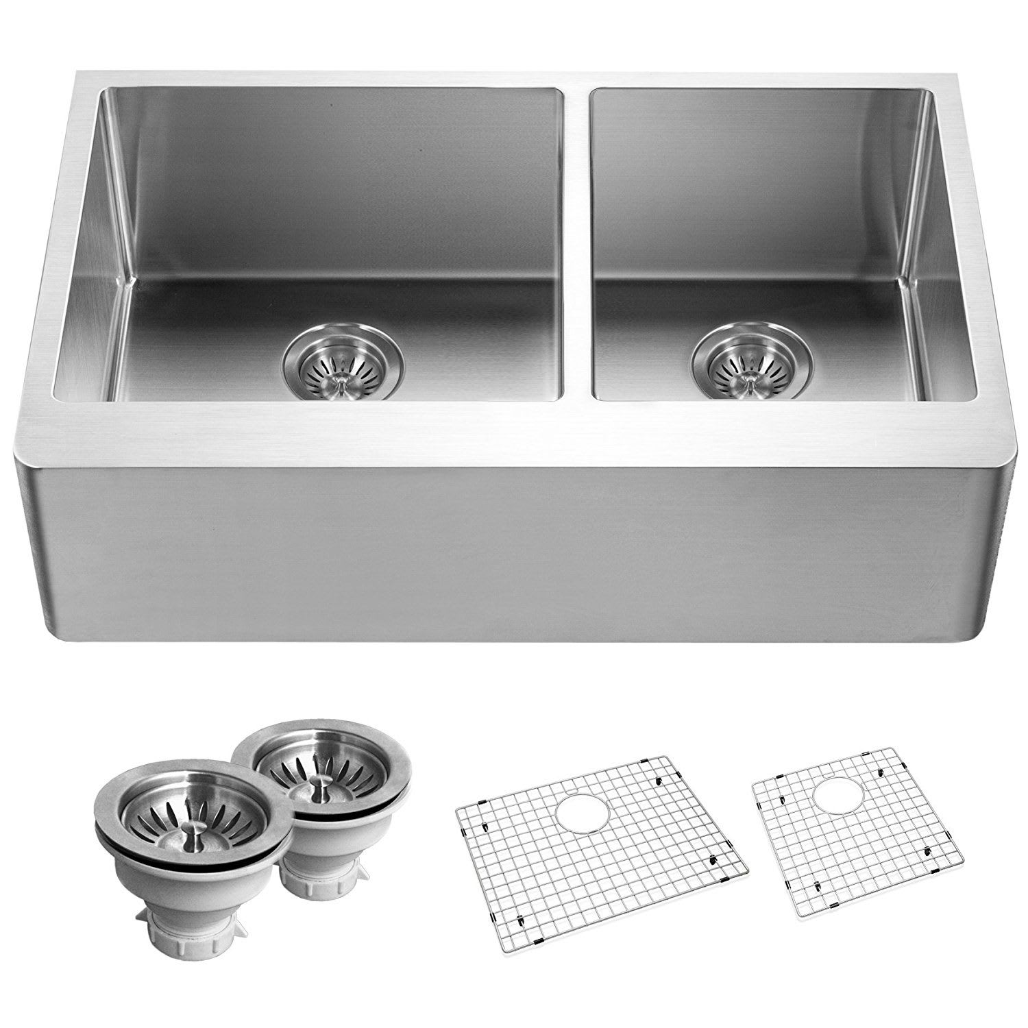 HOUZER  END-3360SR Epicure Series Apron Front 60/40 Double Bowl Kitchen Sink