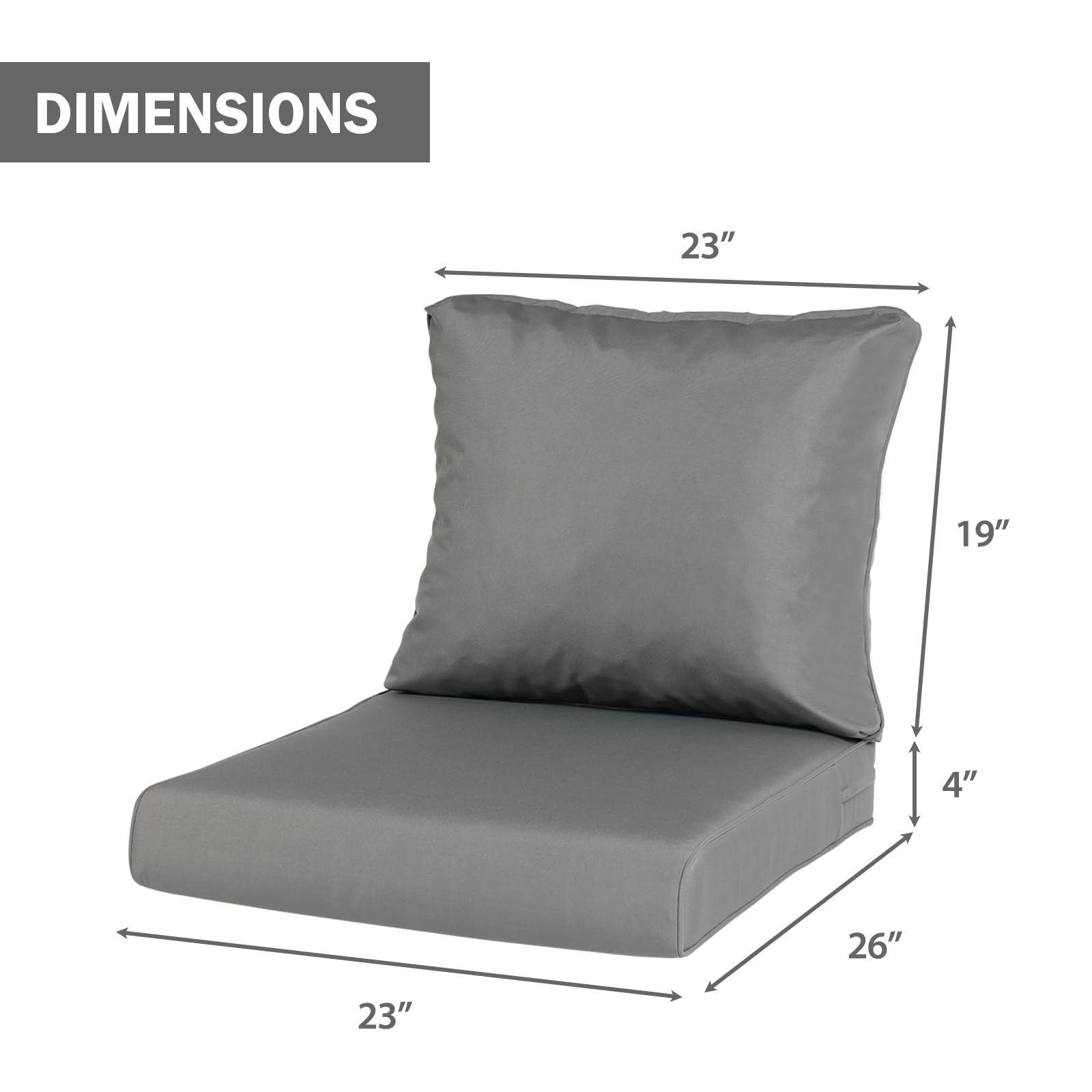 Aoodor A298-PCGCG Patio-Furniture-Cushions - View #3