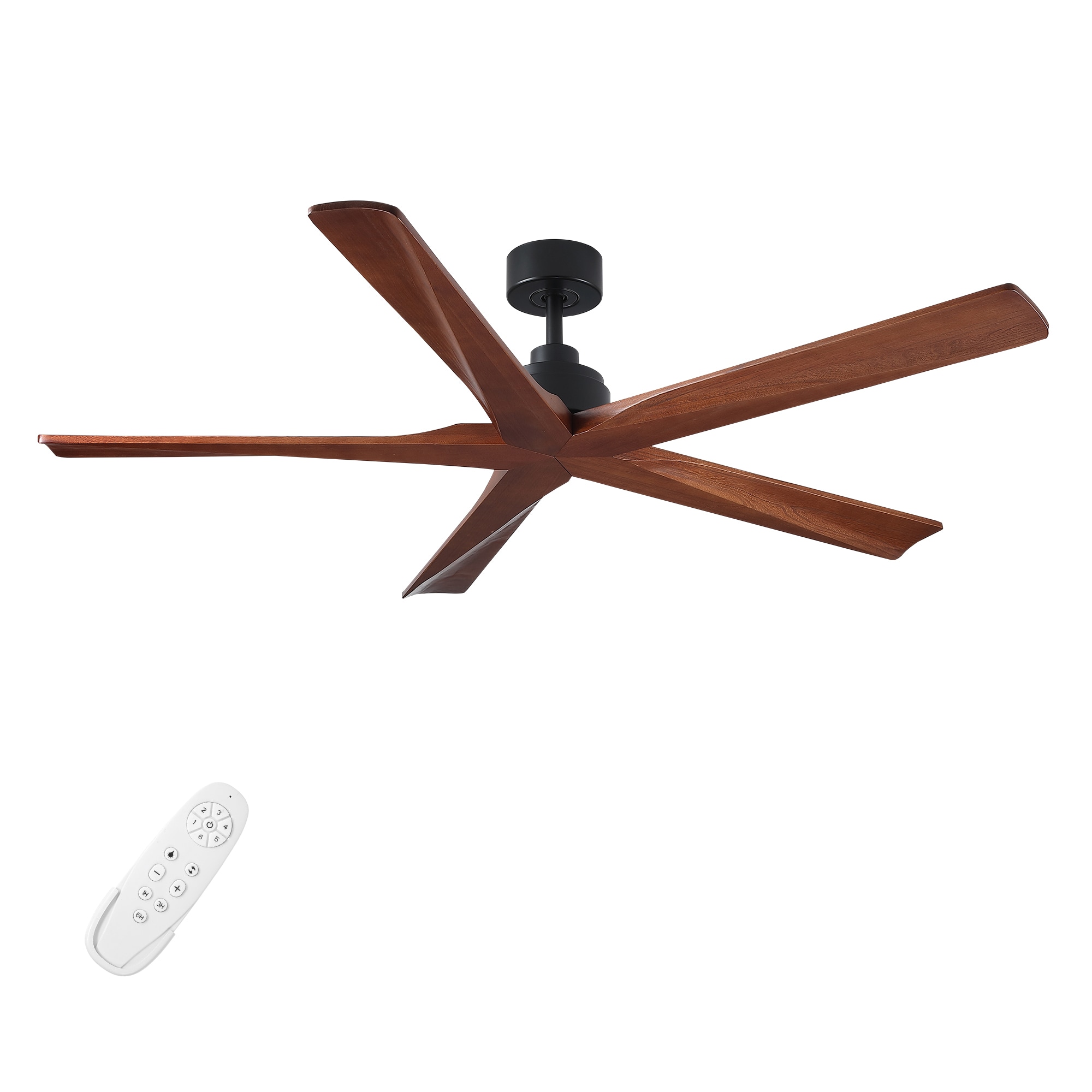 Fun Orange 60-in Black with Brown Blades Ceiling Fan Without Light and Remote Control Included 5 -Blade