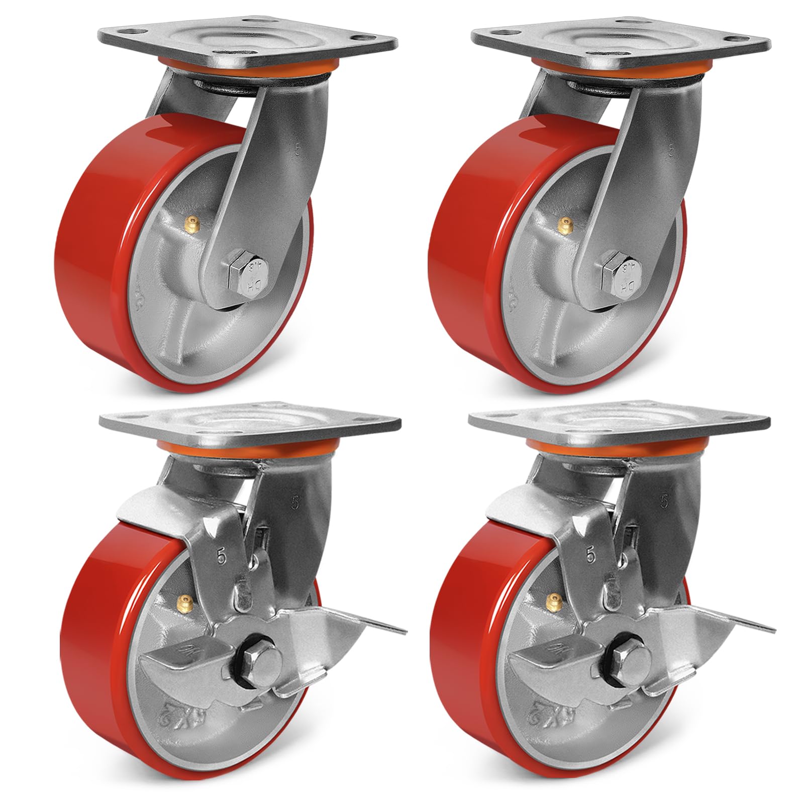 SenQWFa 4000 lb Capacity Industrial Caster Wheels with Polyurethane ...