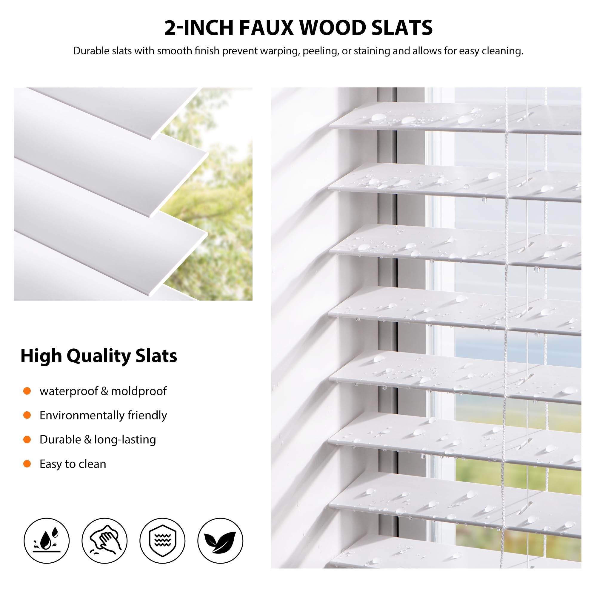 Anqtovp 2 inch Cordless Faux Wood Blinds with Royal Valance Room ...