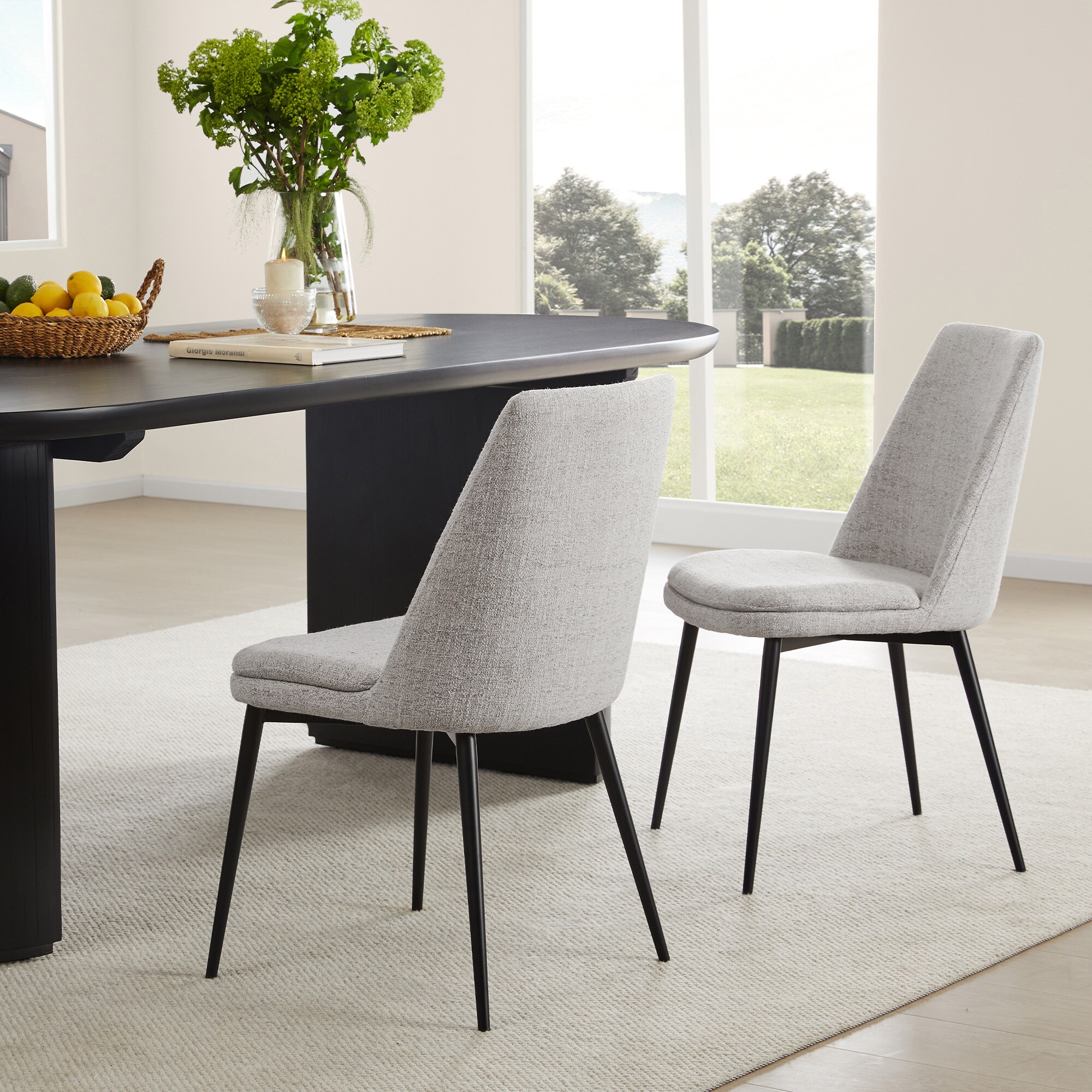 Circle 55 LWSY2012-A303 Doris White Multi Color Fabric Dining Chair (Set of 2)