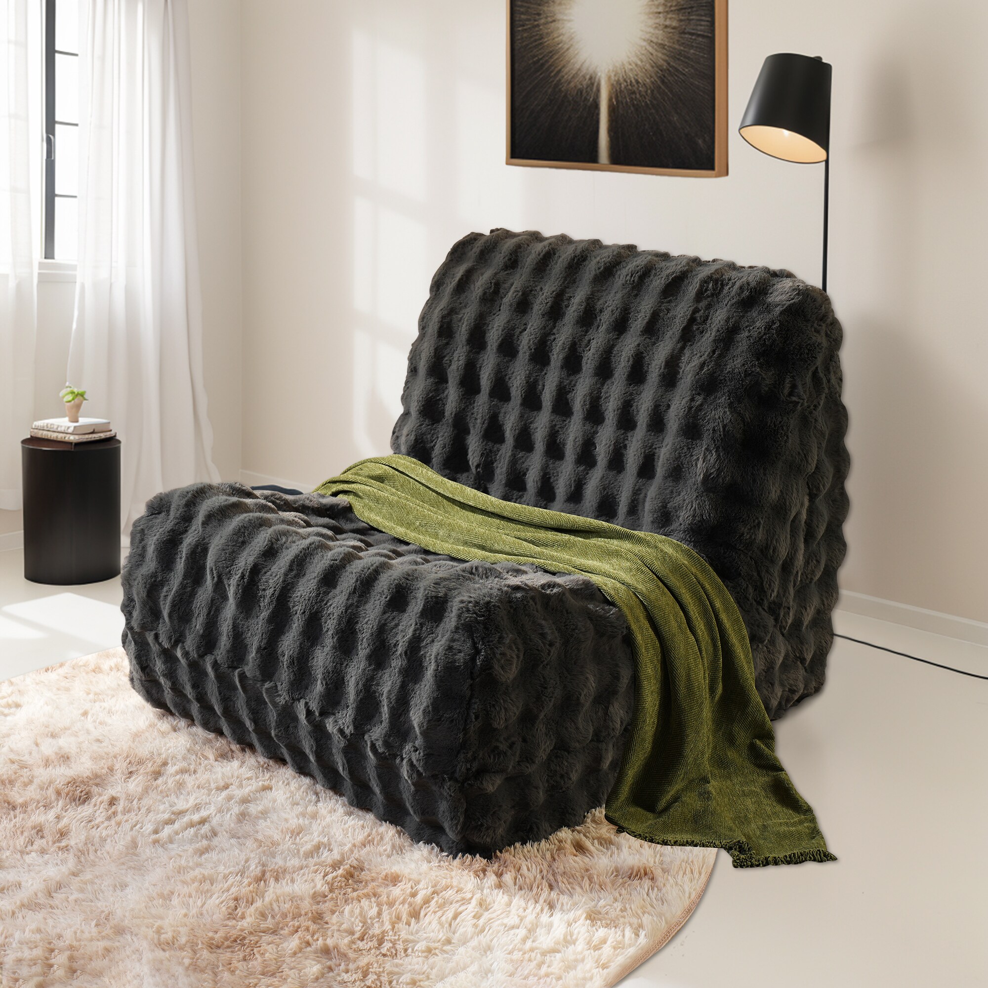 Pouuin SBOO98 45-in Casual Dark Gray Sofa