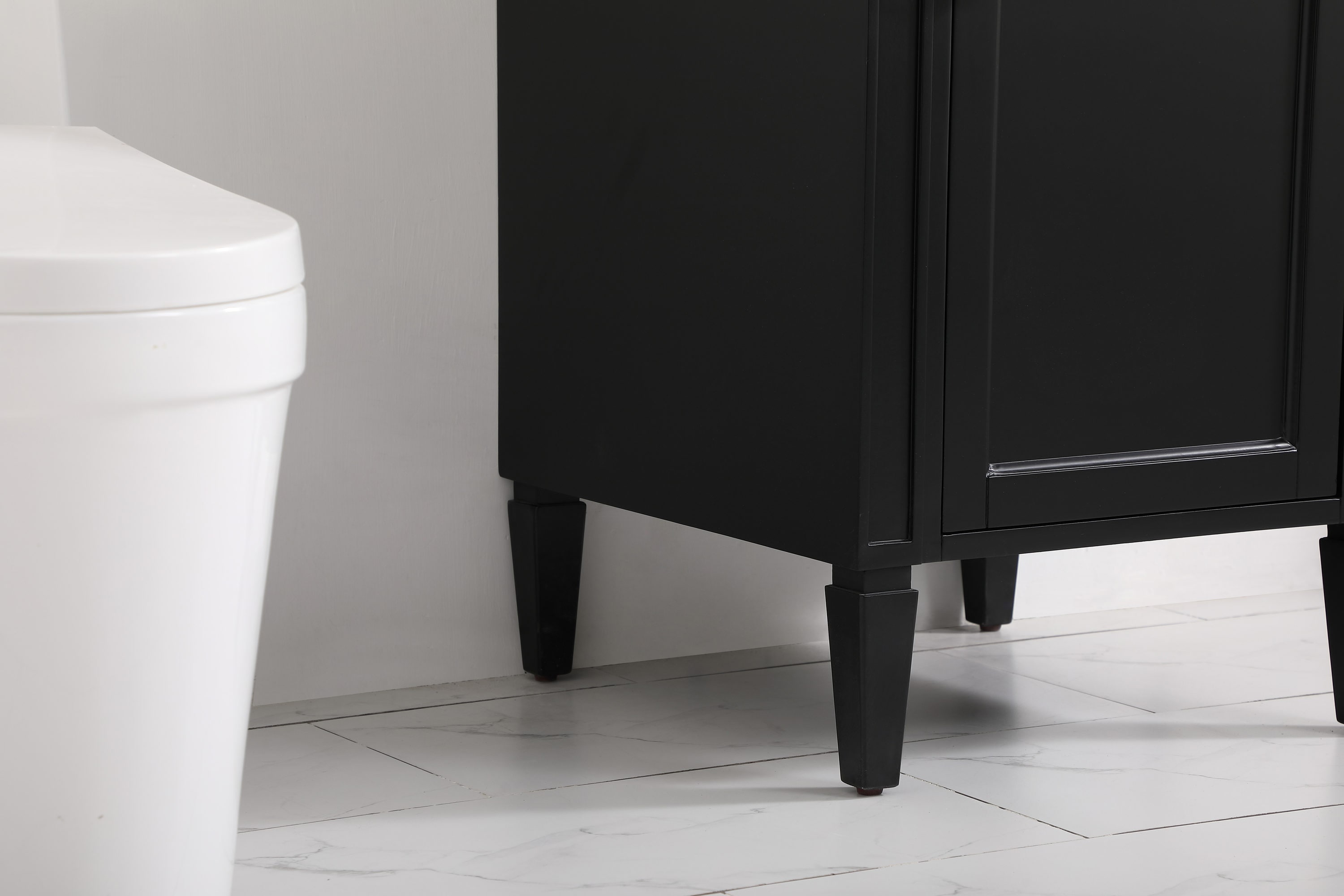 Black Marble Top Single Sink Vanity with Porcelain Basin