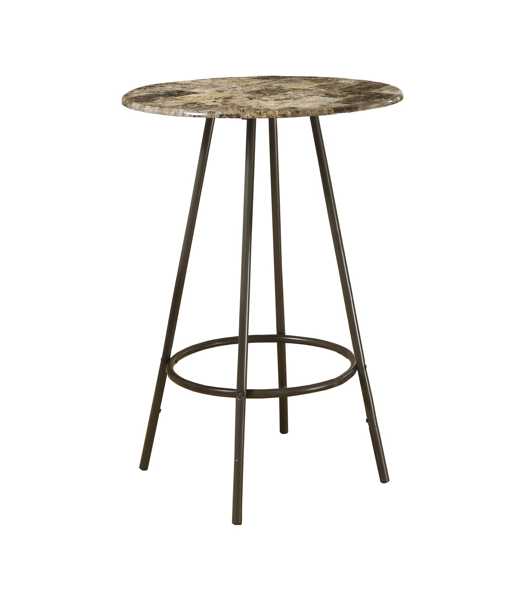 Monarch Specialties Tables Metal 42-in 30-in with Round Dark at Brown Table, H Marble Bar x Dark L in Faux Base Transitional Coffee the Dining department