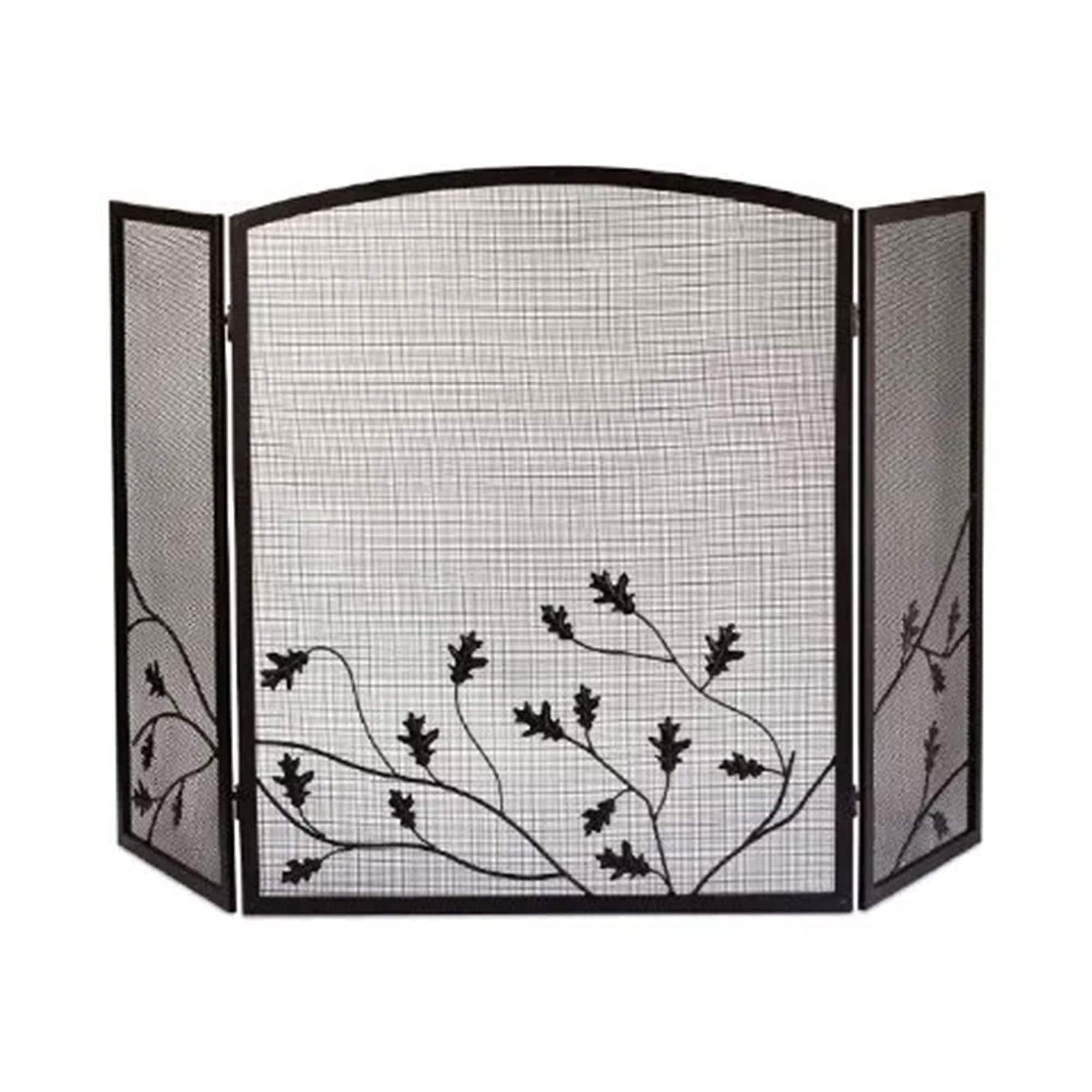 Panacea Products 397553 50-in Black Steel 3 -Panel Arched Fireplace Screen