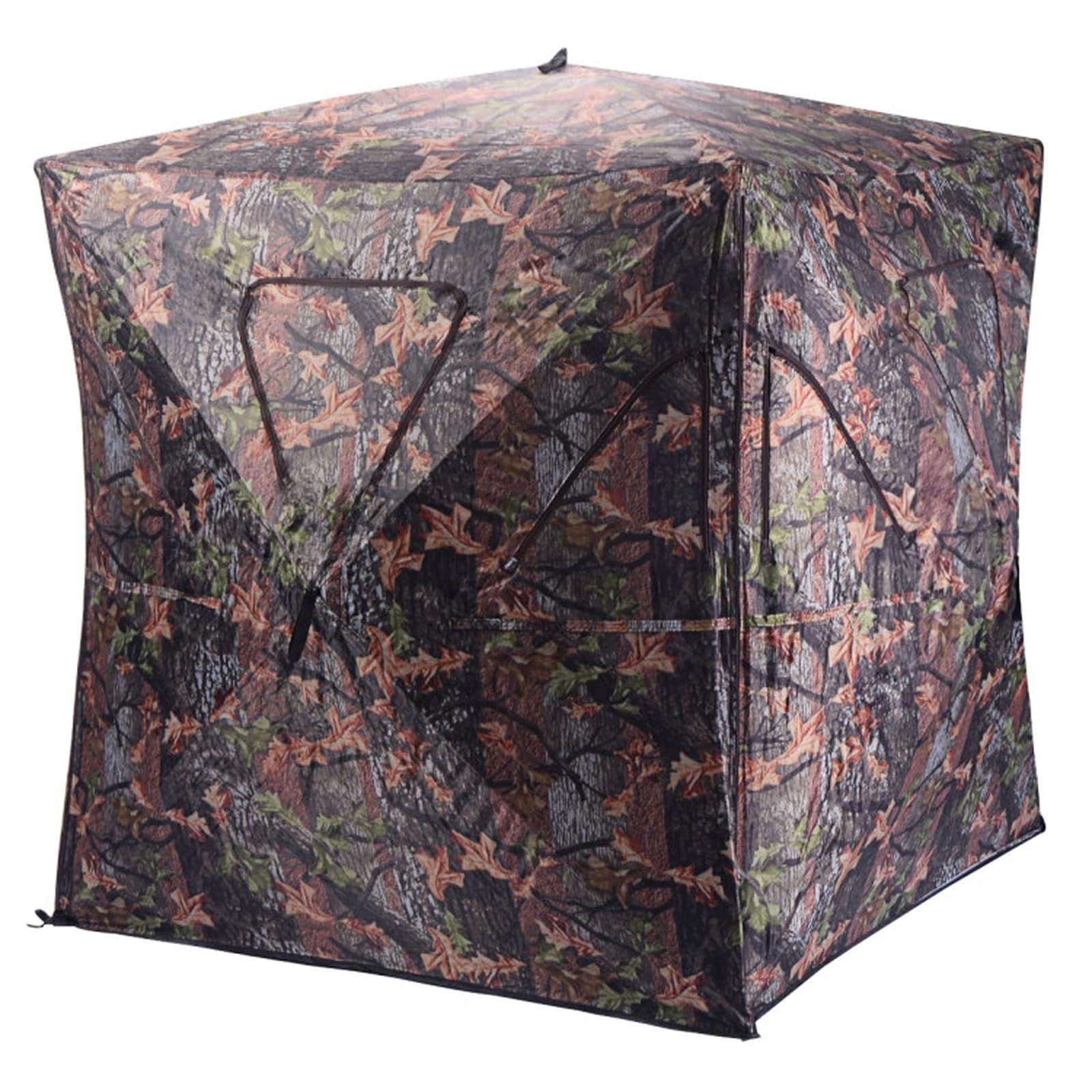 SUGIFT LW102SUGHY0020 58-in x 58-in x 65-in Pop Up Ground Hunting Blind 2 to 3 Person 150D Oxford PU Coated Fiberglass Hub Frame 360 Degree View with 6 Large and 4 Small Shoot Through Mesh Windows 12-lb with Carry Bag Wind Ropes and Ground Nails for Deer Turkey Camo