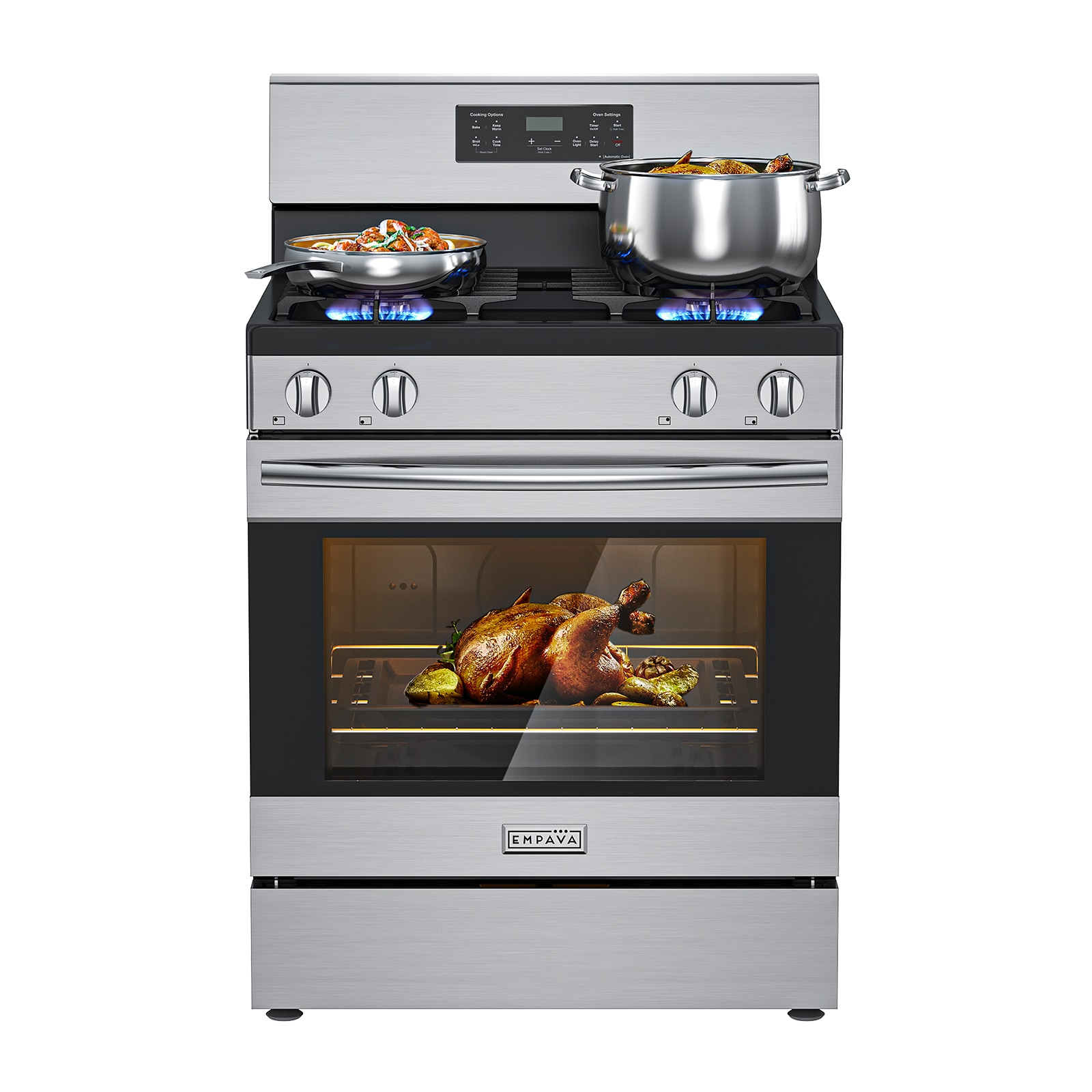 Empava EMPV-30GR14 30-in 4 burners 4.8-cu ft Convection Oven Slide-In Natural Gas Range ( Stainless steel )