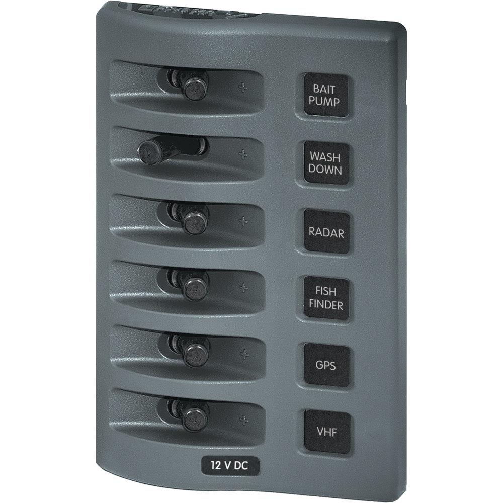 Blue Sea Systems 4307-BSS WeatherDeck 12V DC Waterproof Switch Panel- 6 Position