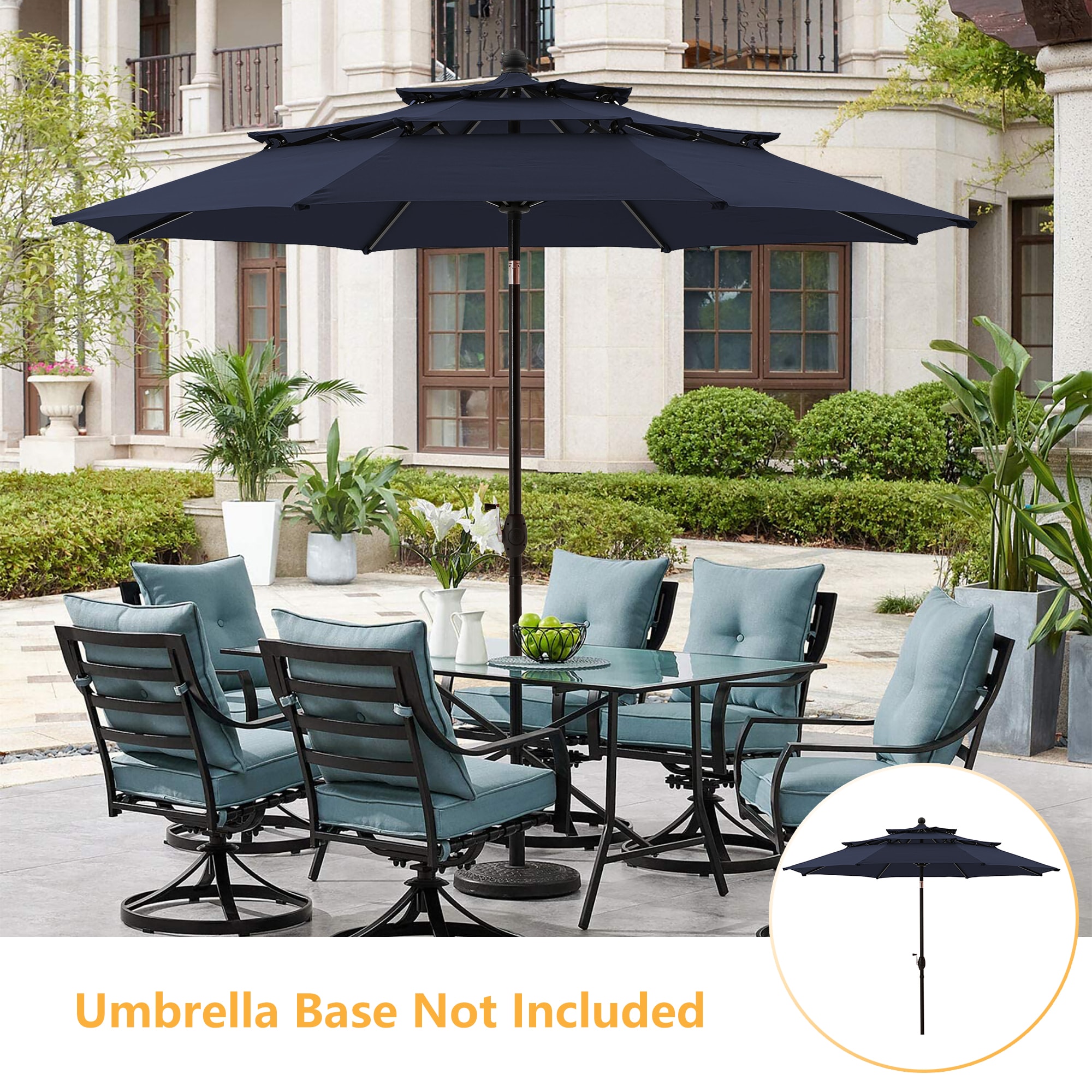 LED Solar Powered Patio Umbrella String Light Fit 8ft 9ft 10ft Outdoor Umbrella 
