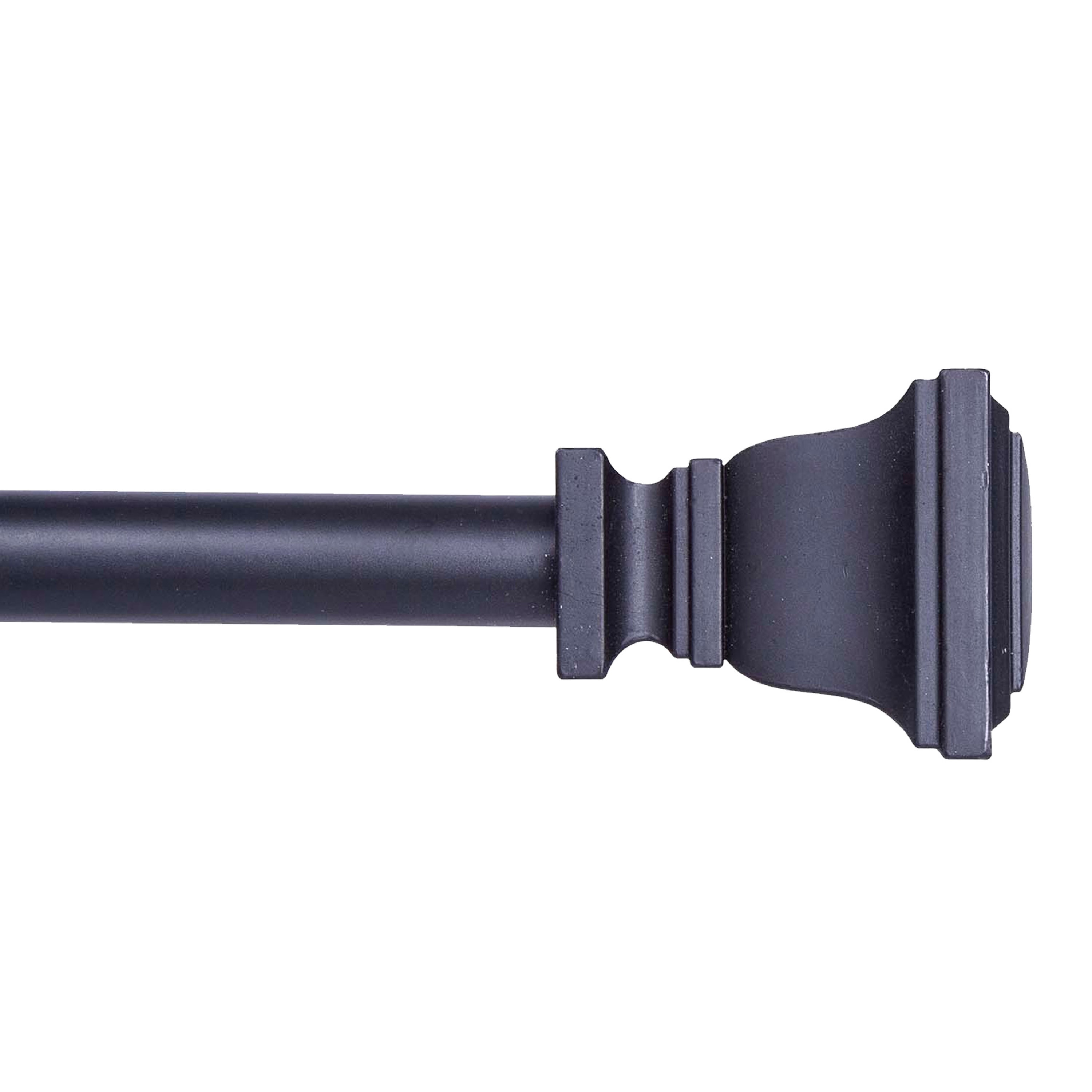 Kenney KN55032 28-in to 48-in Black Steel Single Curtain Rod with Finials