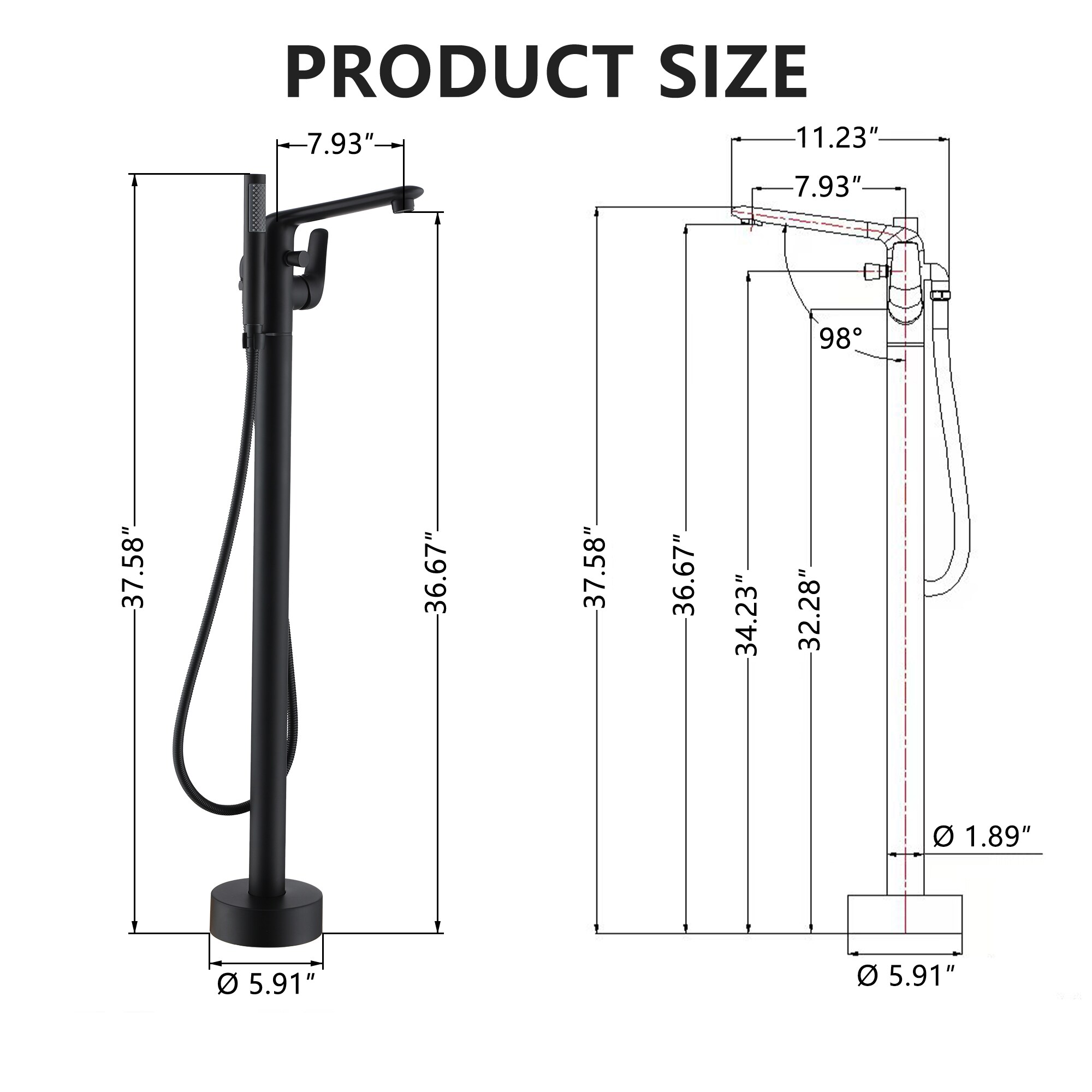 CASAINC TC08-MB Roman-Tub-Faucets - View #8