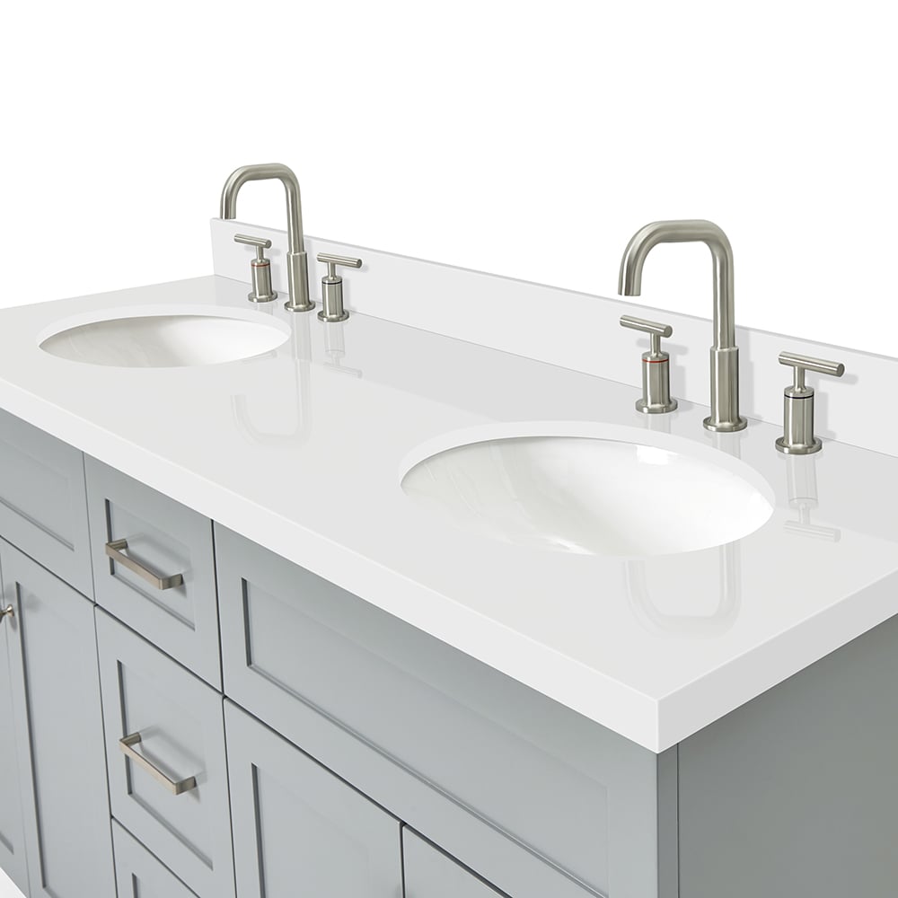 Hamlet 61" Grey Double Basin Vanity with White Quartz Top