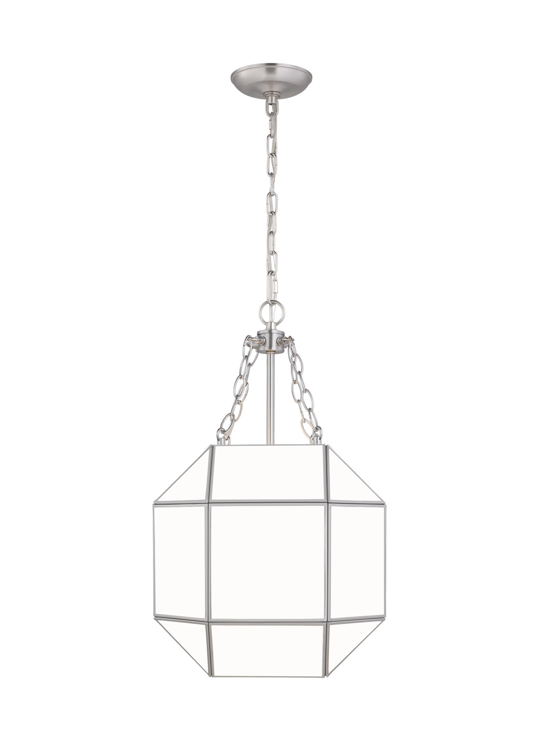 Clark Contemporary Brushed Nickel & Glass Indoor/Outdoor Lantern