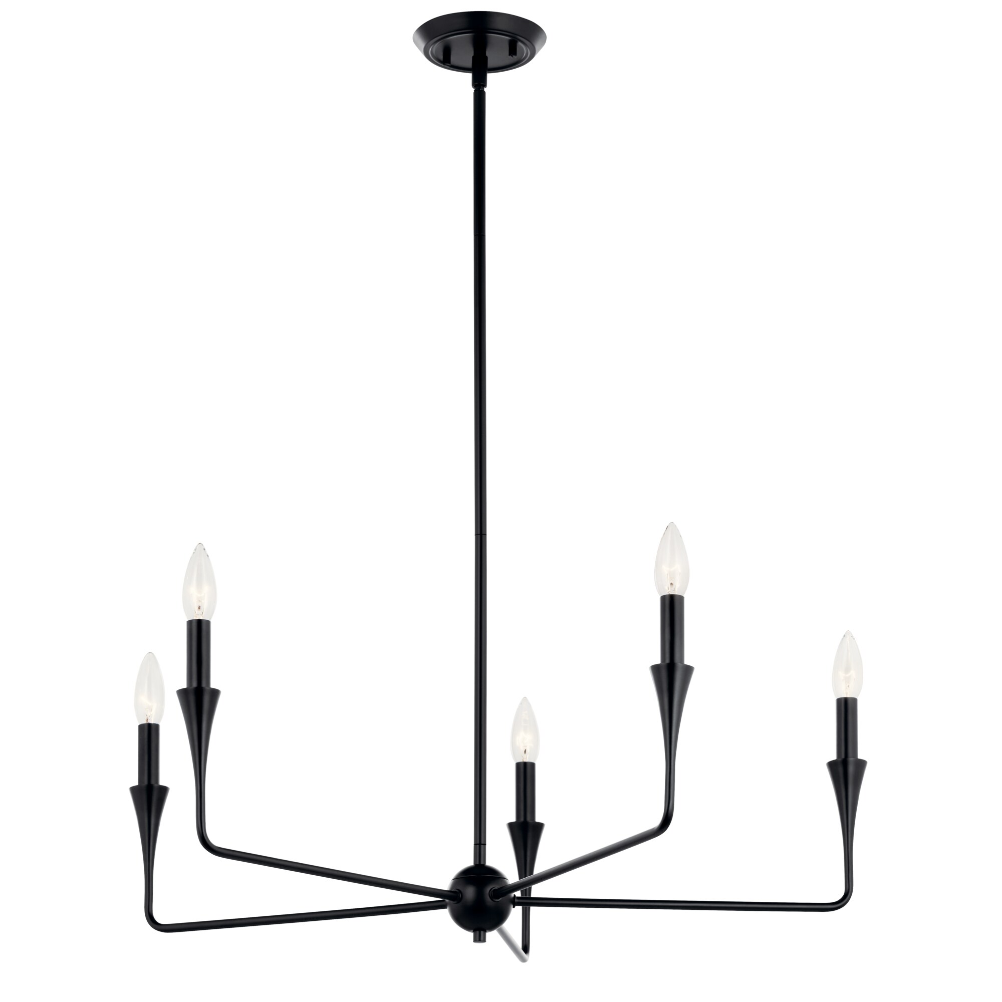 Kichler 52689BK Alvaro 5 -Light Black Modern/contemporary Bare bulb For Use in Bedrooms, Dining Rooms, Foyers, Kitchens, Living Rooms Chandelier