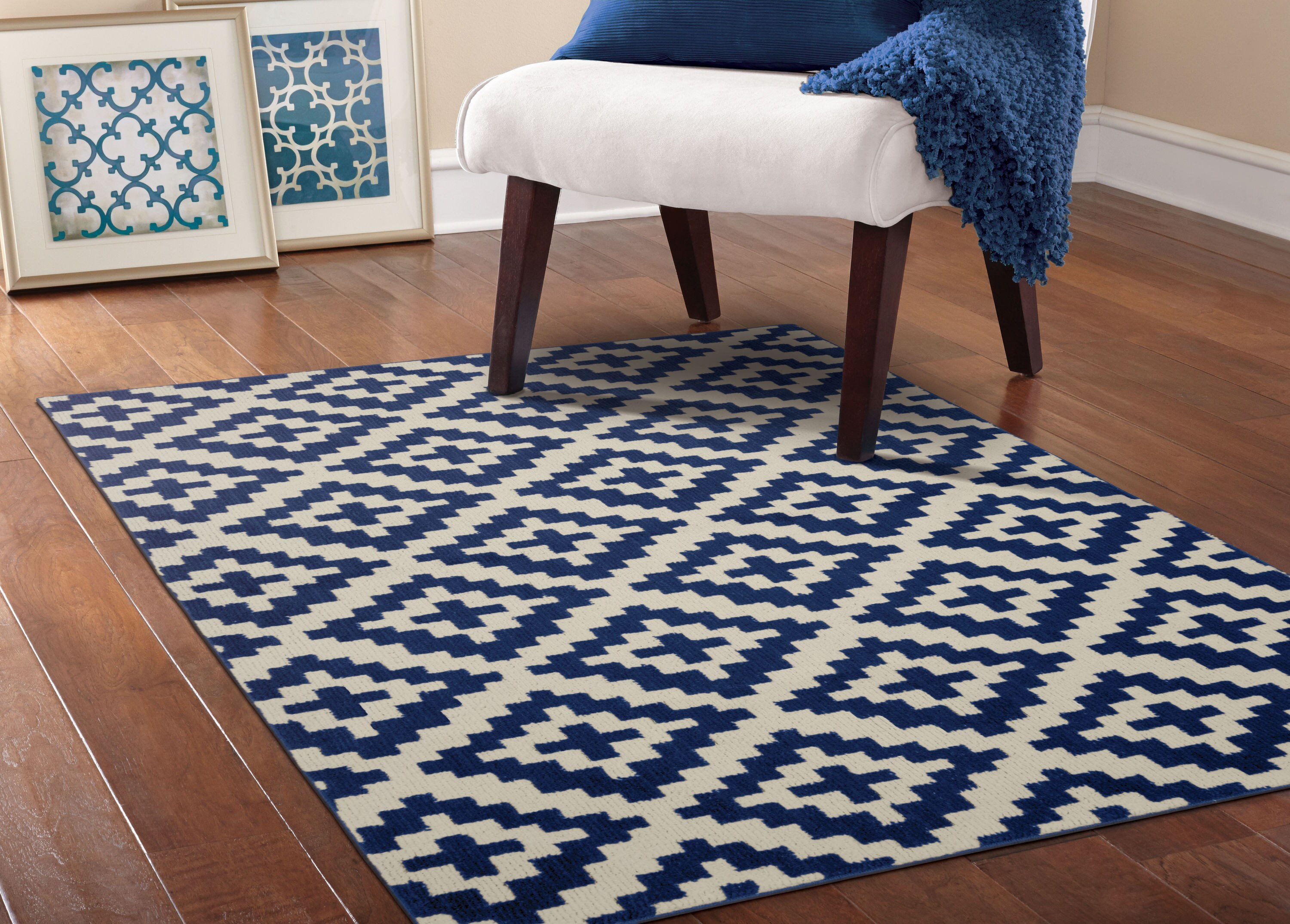Garland Rug CC170A060084L5 Southwest 5 x 7 (ft) Tufted Polypropylene Indigo/Ivory Rectangular Indoor Solid Southwestern Area rug