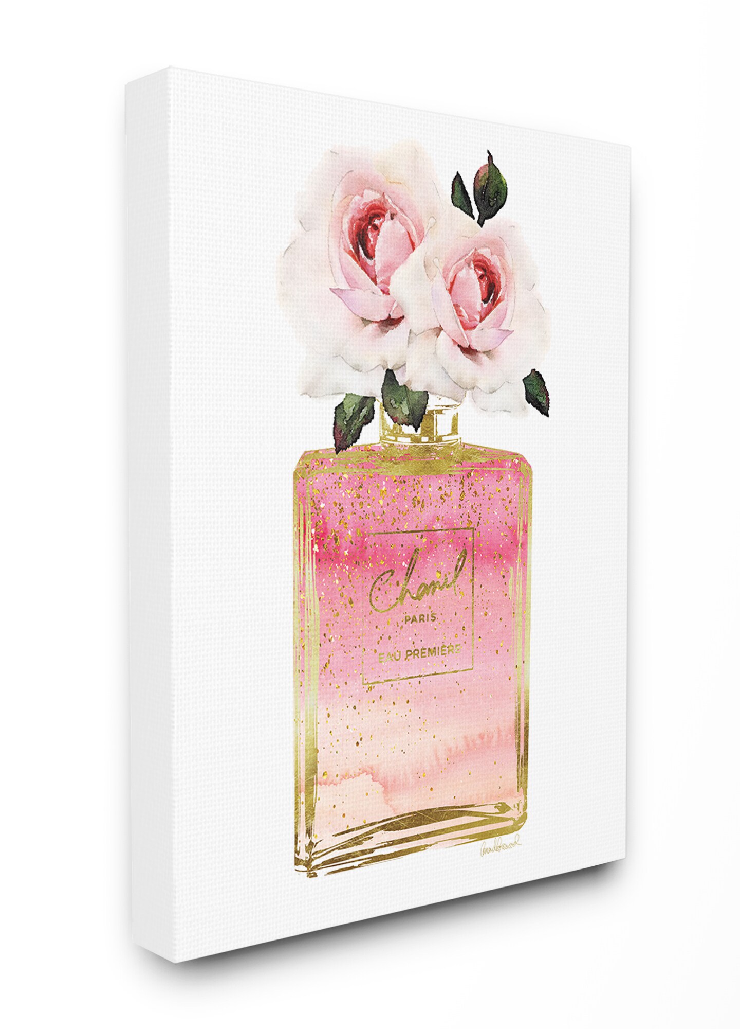 Stupell Industries Pink Rose Bouquet and Fashion Designer Bookstack Canvas Wall Art - 30 x 40