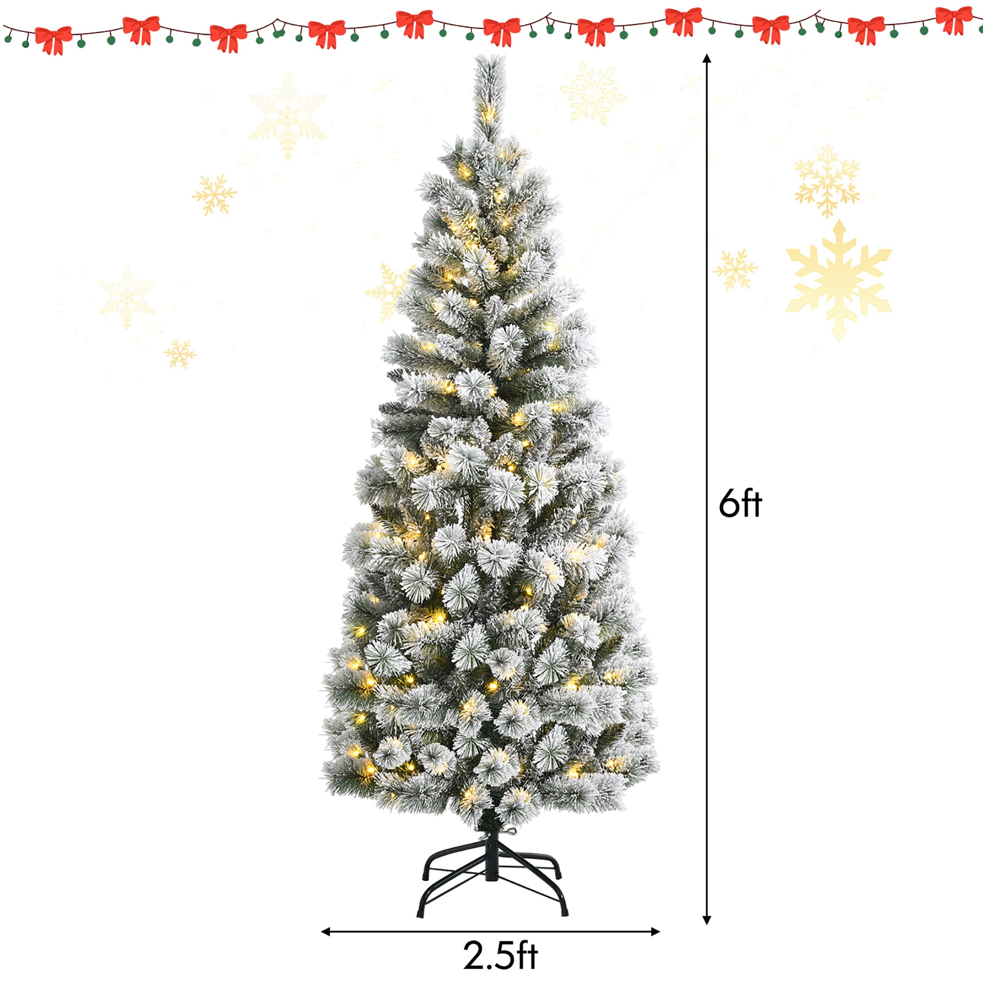 6-Foot White Pine Pre-Lit Christmas Tree with Remote Control Lights