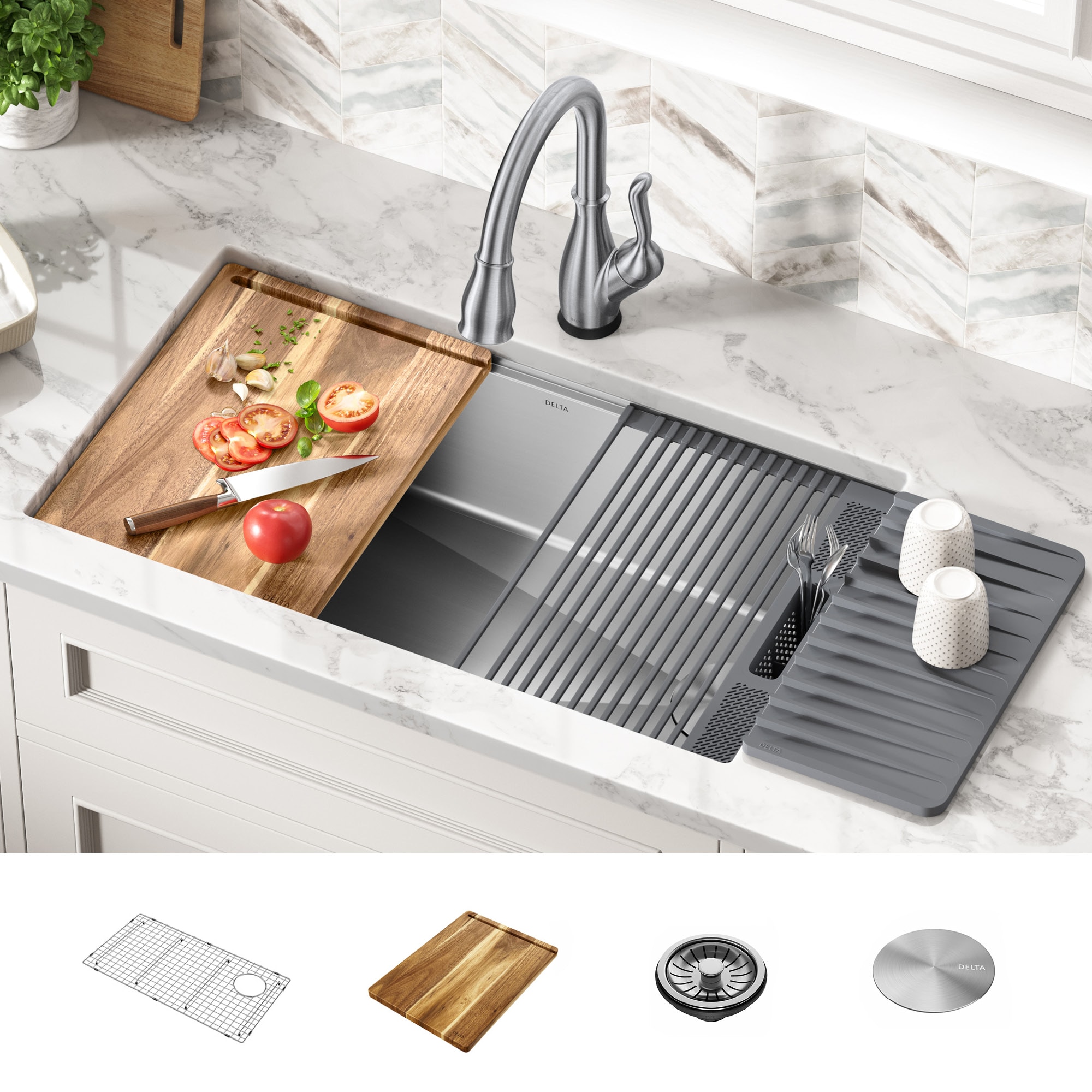 Delta 95B932-32S-SS-B Lorelai Undermount 32-in x 19-in Stainless steel Single bowl 16 -Gauge Workstation Kitchen Sink