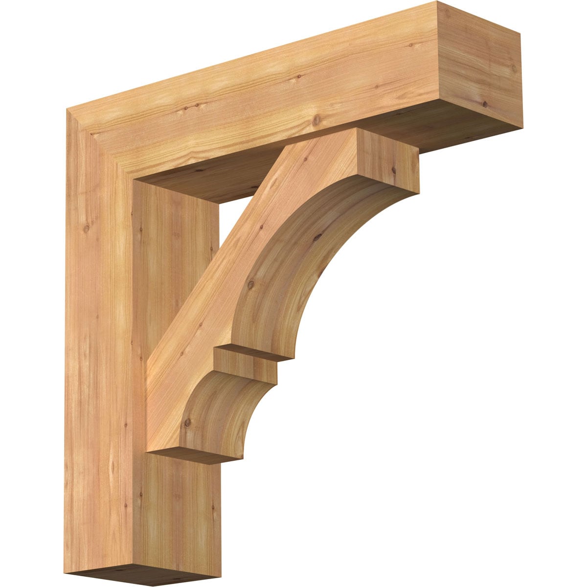 Ekena Millwork 1461982 Balboa Block Smooth Bracket with Offset Brace 7-1/2-in x 28-in x 28-in Western red cedar Brown Wood Standard bracket