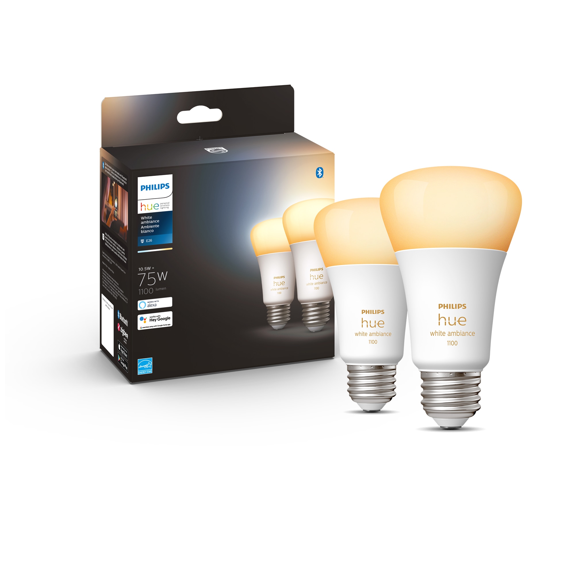 Indirect Zichzelf Verraad Philips Hue 75-Watt EQ A19 Tunable White E26 Dimmable Smart LED Light Bulb  (2-Pack) in the General Purpose LED Light Bulbs department at Lowes.com