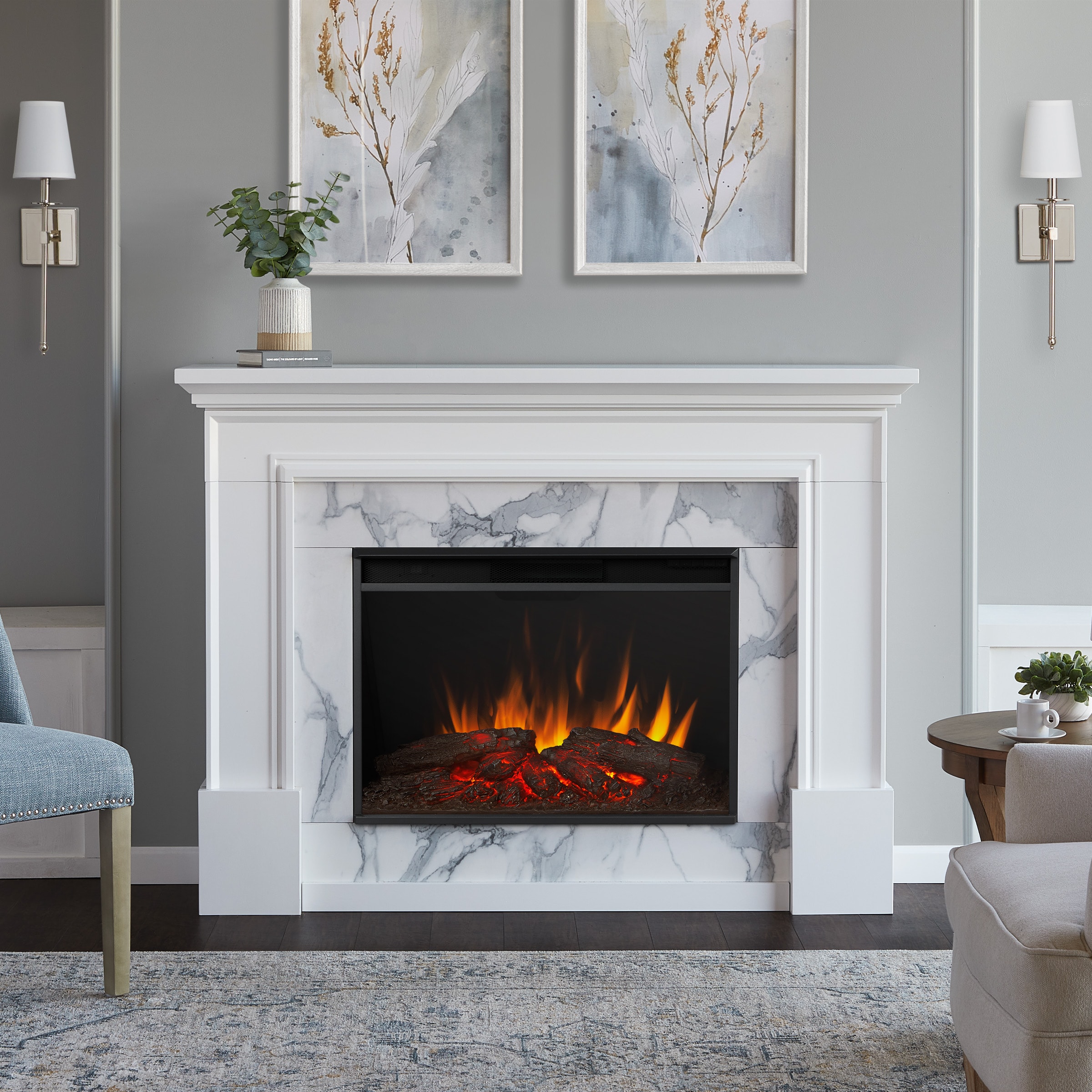 Real Flame Merced Grand Electric Fireplace in White