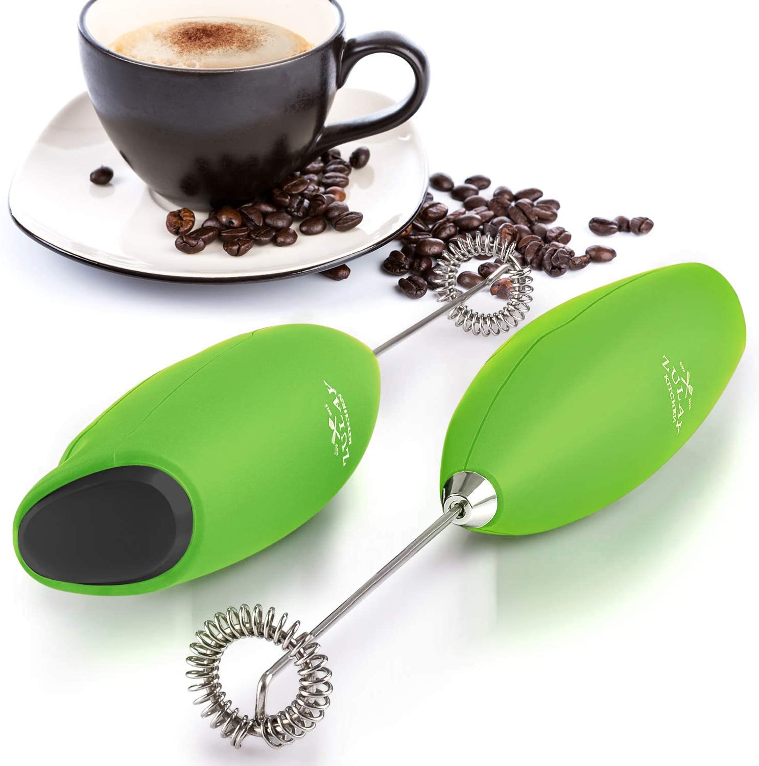 Zulay Kitchen Green Milk Frother OG w Stand - Plastic Milk Frother for  Whisking, Coffee, and More - Easy to Clean and Store - Powerful 13,000 RPM  Motor in the Coffee Maker