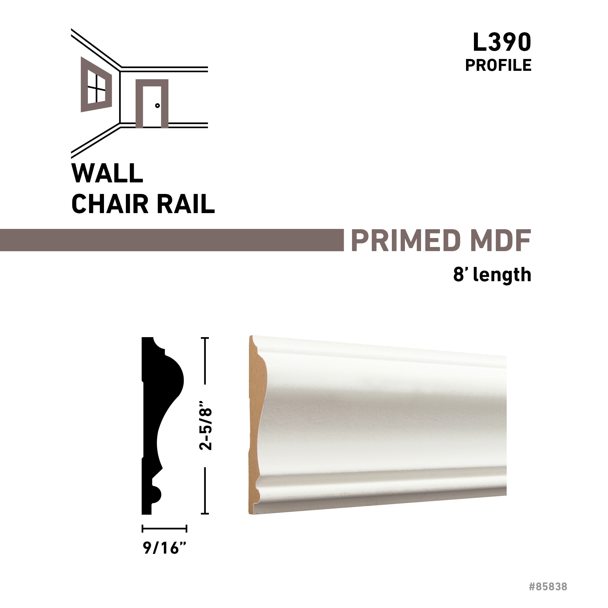 RELIABILT 390 8FBDPM Chair-Rail-Moulding - View #3