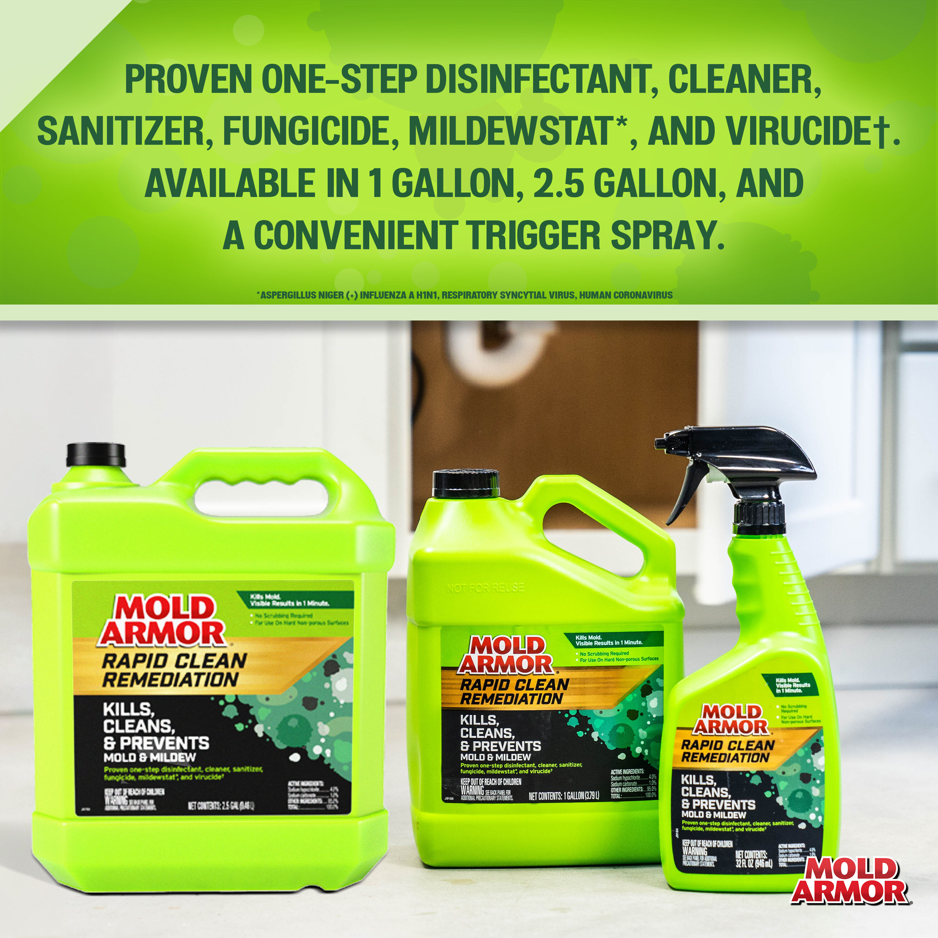 Mold Armor 128 fl oz Mold Remover: Kills, Cleans, and Prevents Mold and  Mildew, One-Step Remediation, Disinfects and Sanitizes in the Mold Removers  department at