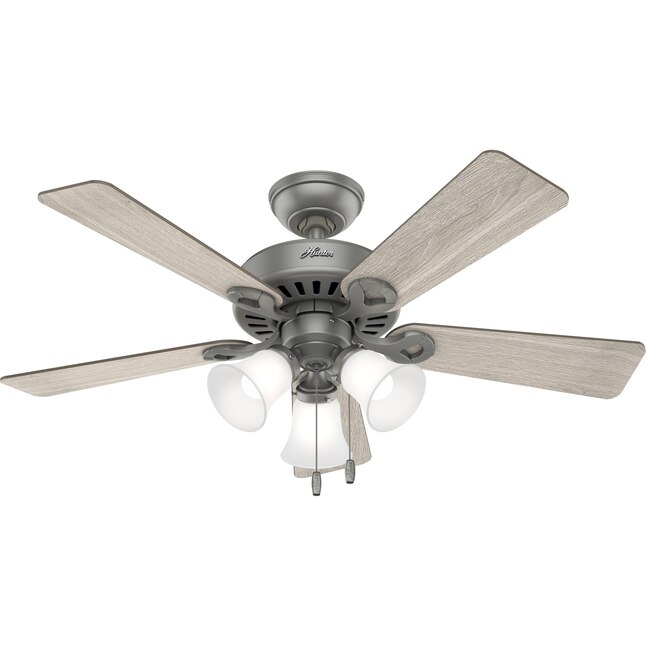 Hunter Ridgefield 44 In Matte Silver Led Indoor Ceiling Fan With Light 5 Blade The Fans Department At Com - Kitchen Ceiling Fans With Lights Menards
