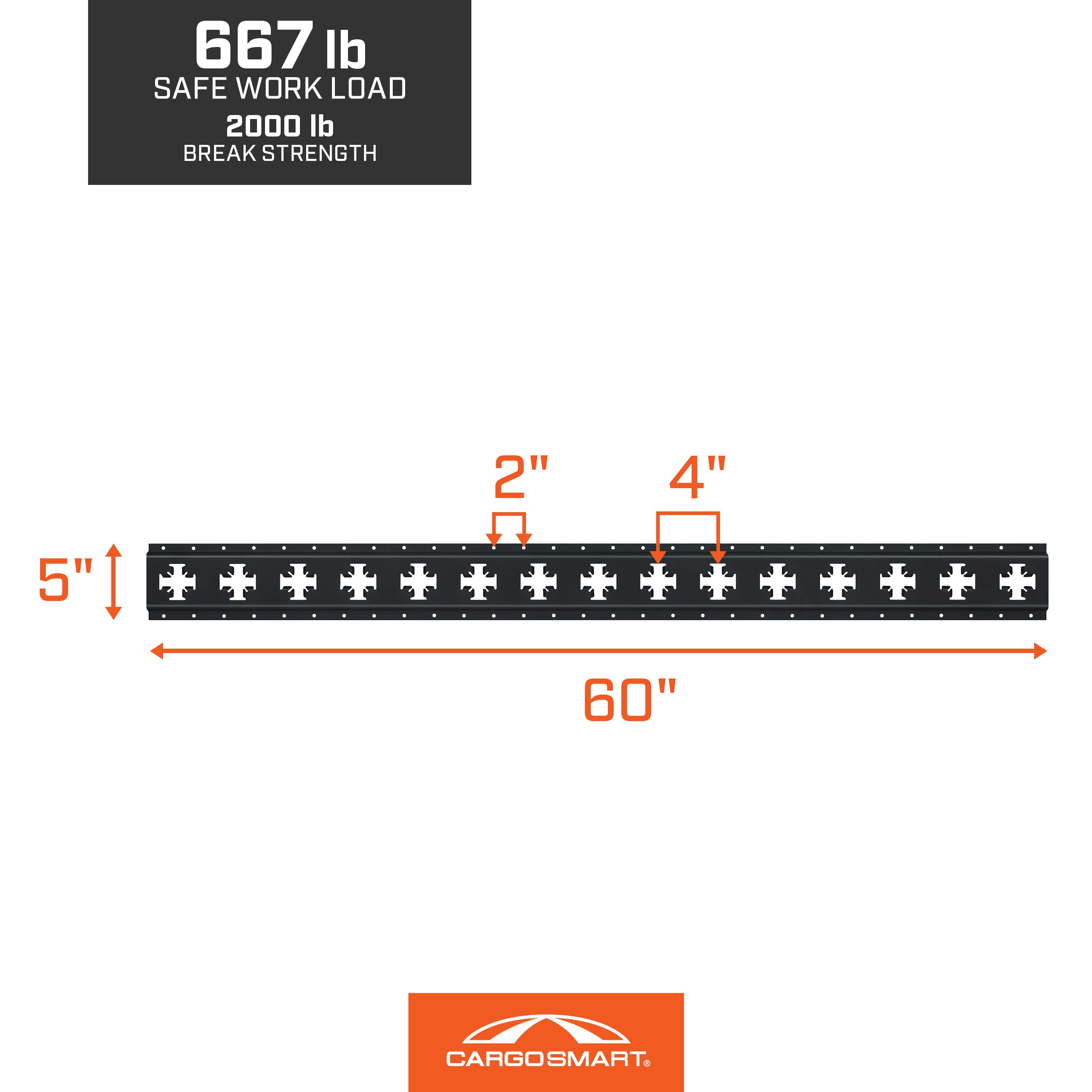 CargoSmart Xtrack Rail, 60 In Black Matte in the Automotive Hardware