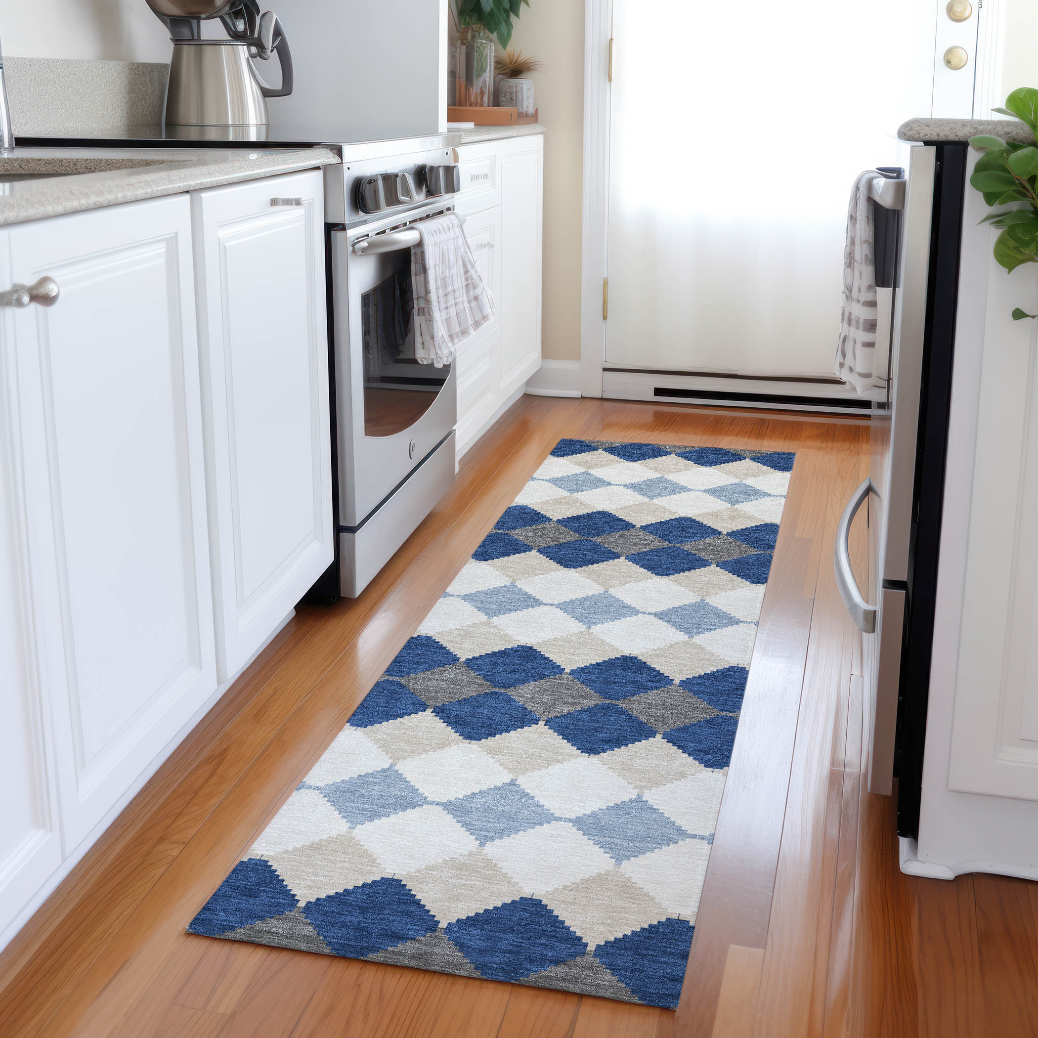 Addison Rugs ACN1007NA2X8 Chantille ACN1007NA 2 x 7 (ft) Polyester Navy Rectangular Indoor/Outdoor Geometric Machine washable Runner rug
