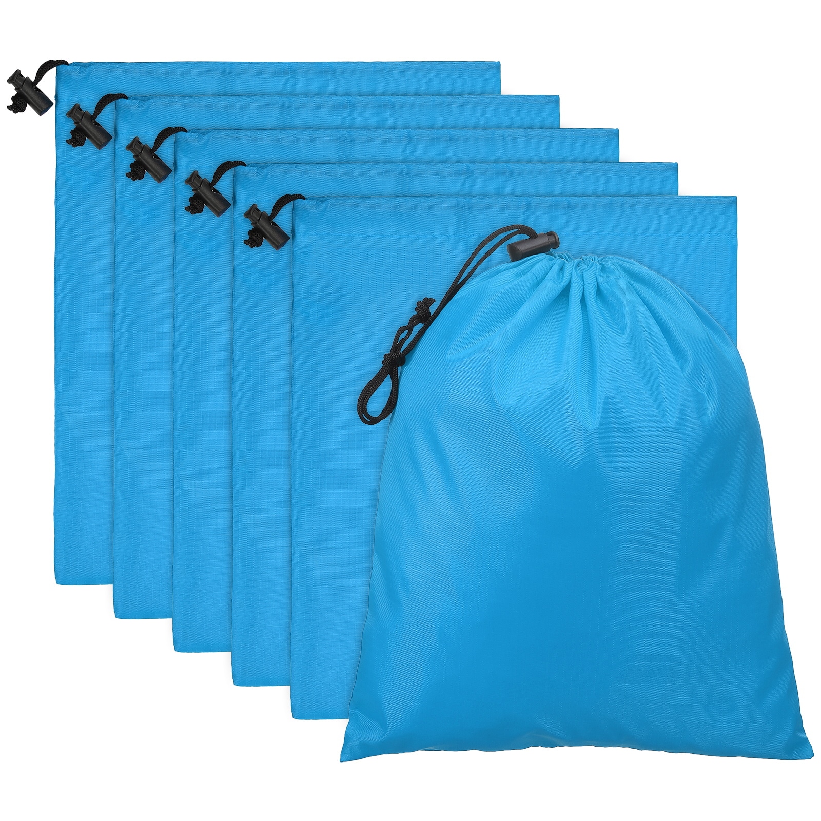 PATIKIL Travel Storage Bags with Toggle 10 x 12inch 6pcs Waterproof 210D Polyester Drawstring Bag Stuff Sack Cinch Bag for Gym Traveling Hiking Yoga Shoes Organizer Sky Blue
