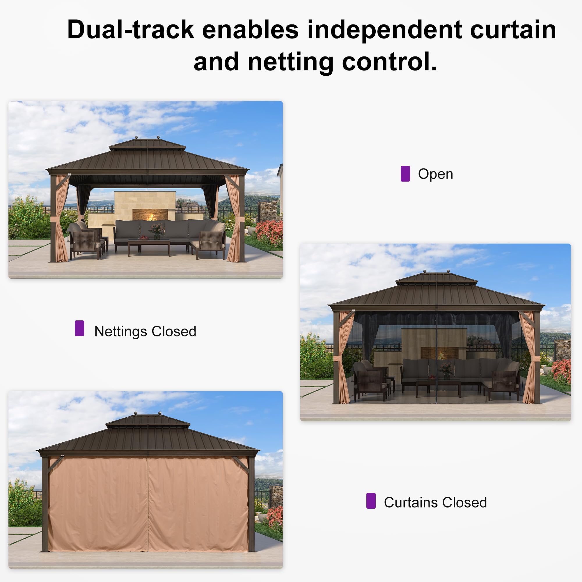 PURPLE LEAF LSMHS1315DB Wood-Resin-Gazebos - View #7