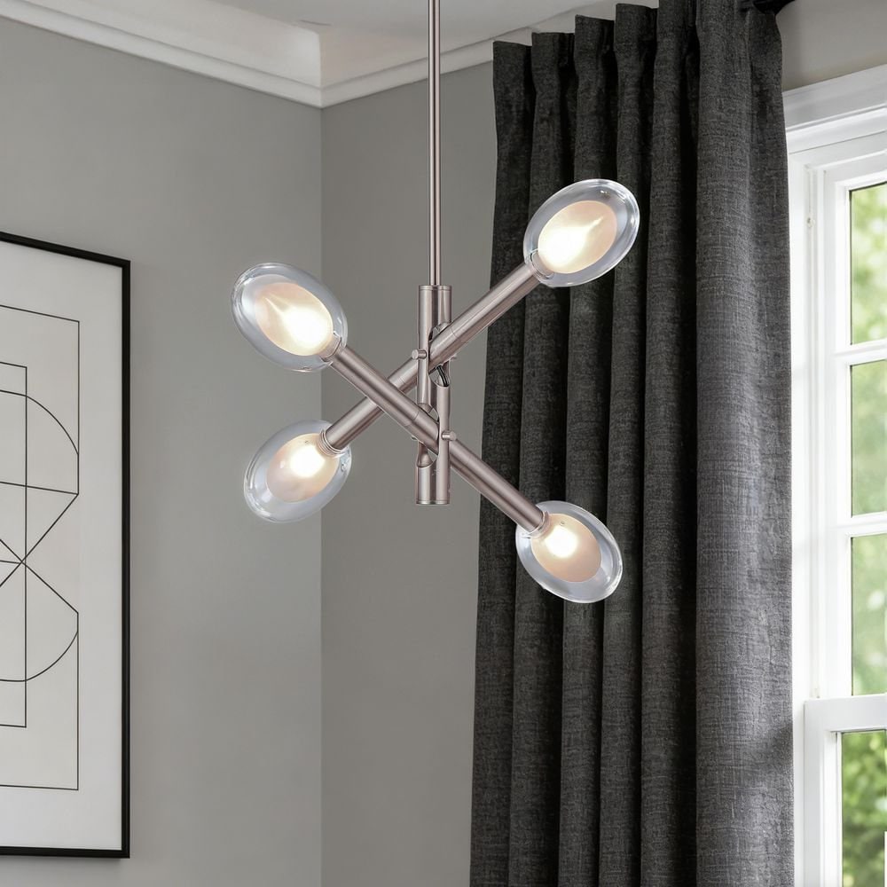 TALOYA 22in 4-Light 5-Watt Nickel-colored Swing arm Chandelier For Island Counters or Dining Rooms No Bulbs Included