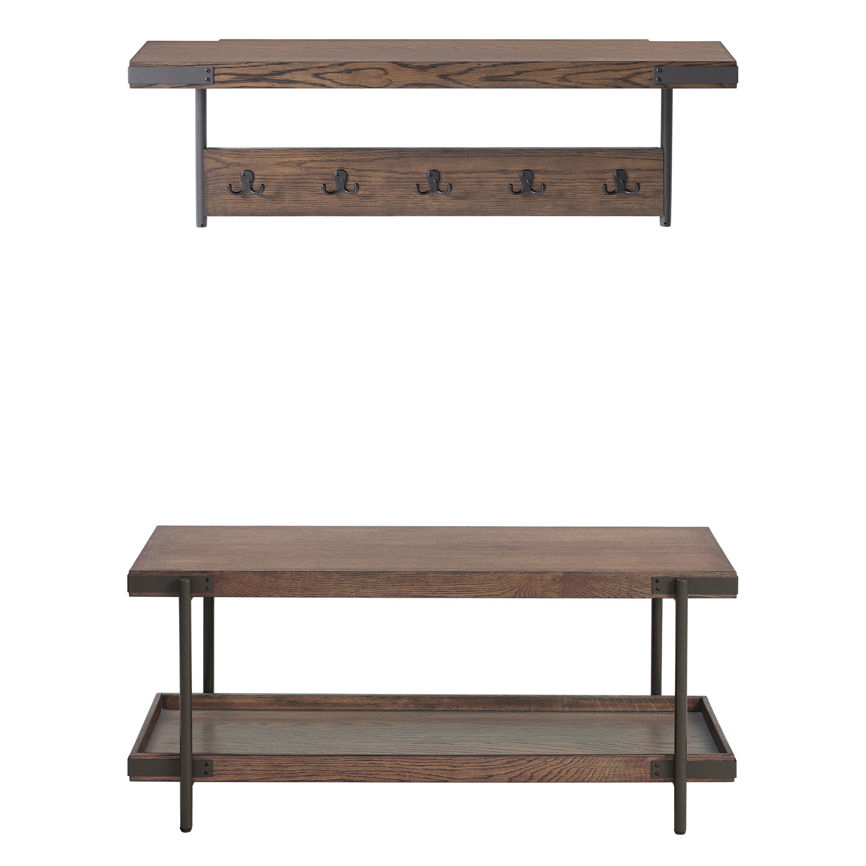 Alaterre Furniture Millwork 40 Wood and Zinc Metal Bench with Coat Hook  Shelf, 1 - Kroger