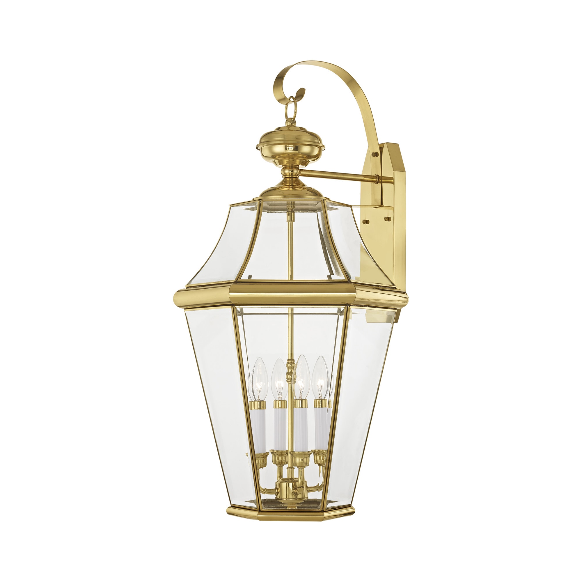 Livex Lighting 2366-02 Georgetown 4 -Light 30-in H Polished Brass Hardwired Outdoor Wall Light