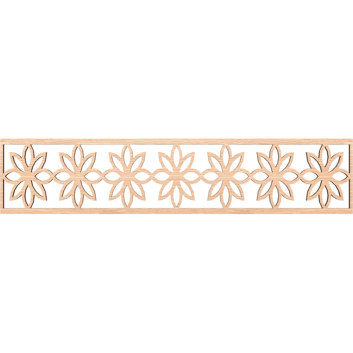 Ekena Millwork MLDB10X46DASRO Daisy Fretwork Flat Trim 10-in x 3.9-ft Red Oak Brown Unfinished 2157175 Pierced Wall Panel Moulding