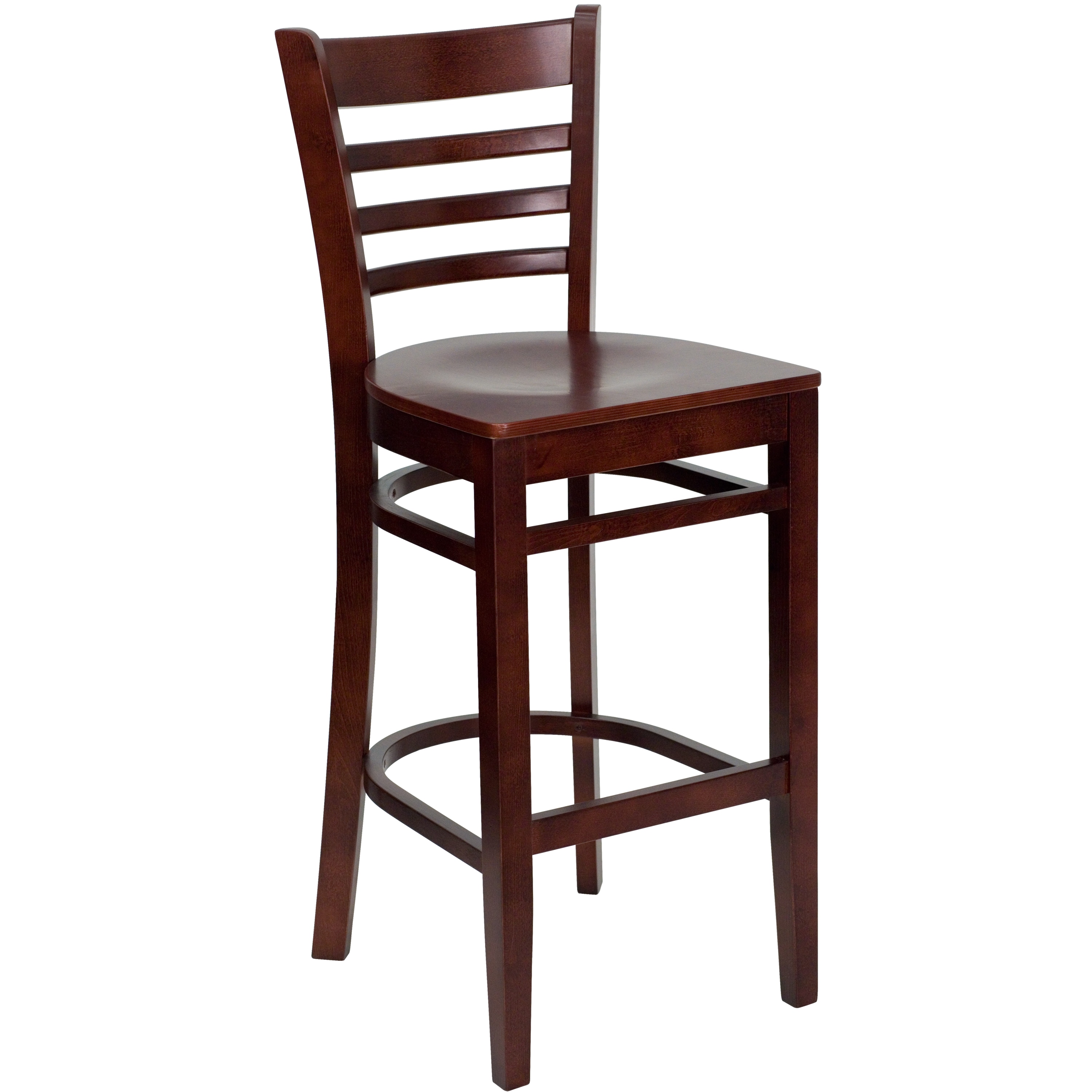 Flash Furniture 812581016505 Mahogany Wood Seat/Mahogany Wood Frame 29.5-in H Bar height Square seat Wood Bar Stool and Back