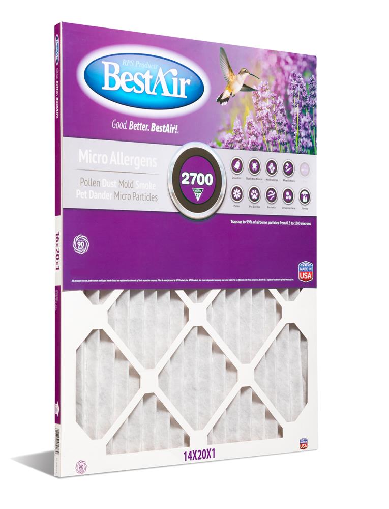 BestAir B1-1420-12-6 14-in W x 20-in L x 1-in MERV 12 B1-1420-12-6 Electrostatic Pleated Air Filter