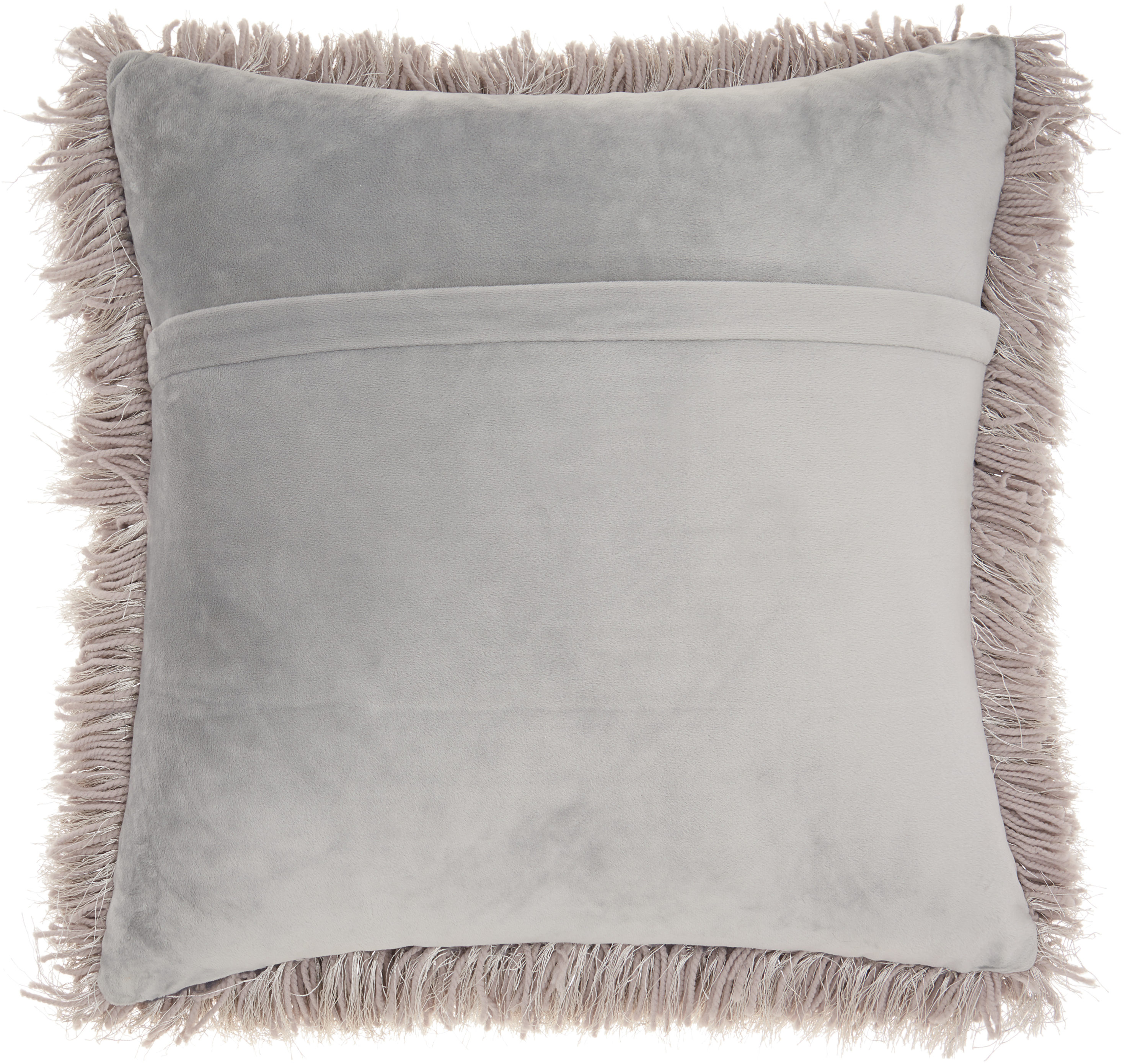 Light Grey Shaggy Polyester Square Throw Pillow Set