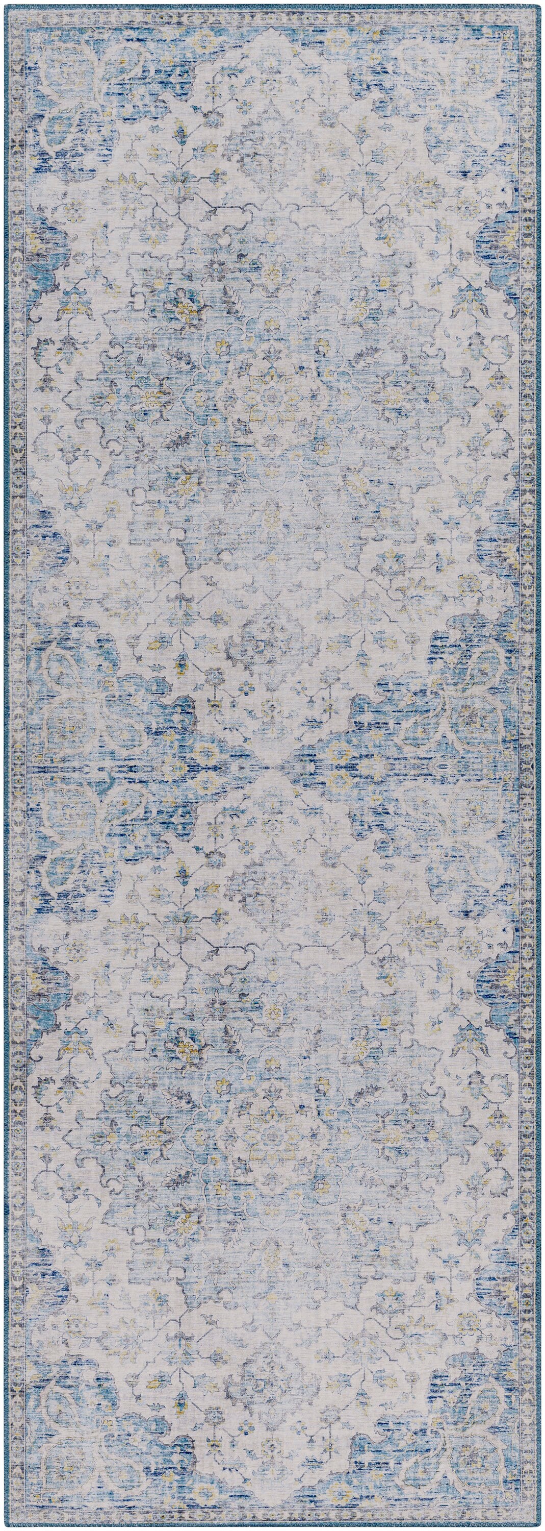 Surya Iris 3 X 8 Gray/Blue Indoor Medallion Oriental Runner Rug at ...