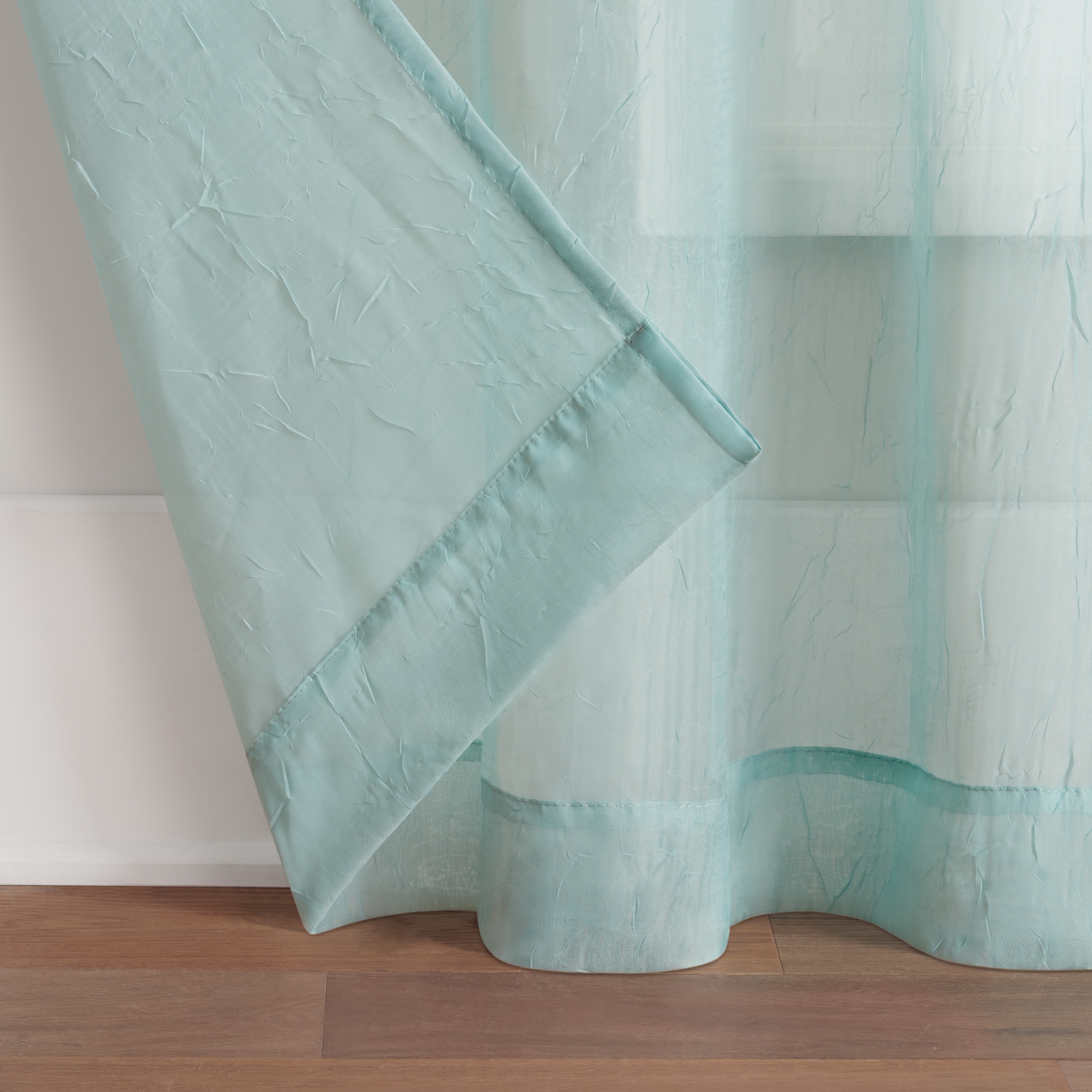 Eclipse 84-in Aqua Sheer Grommet Single Curtain Panel In The Curtains 