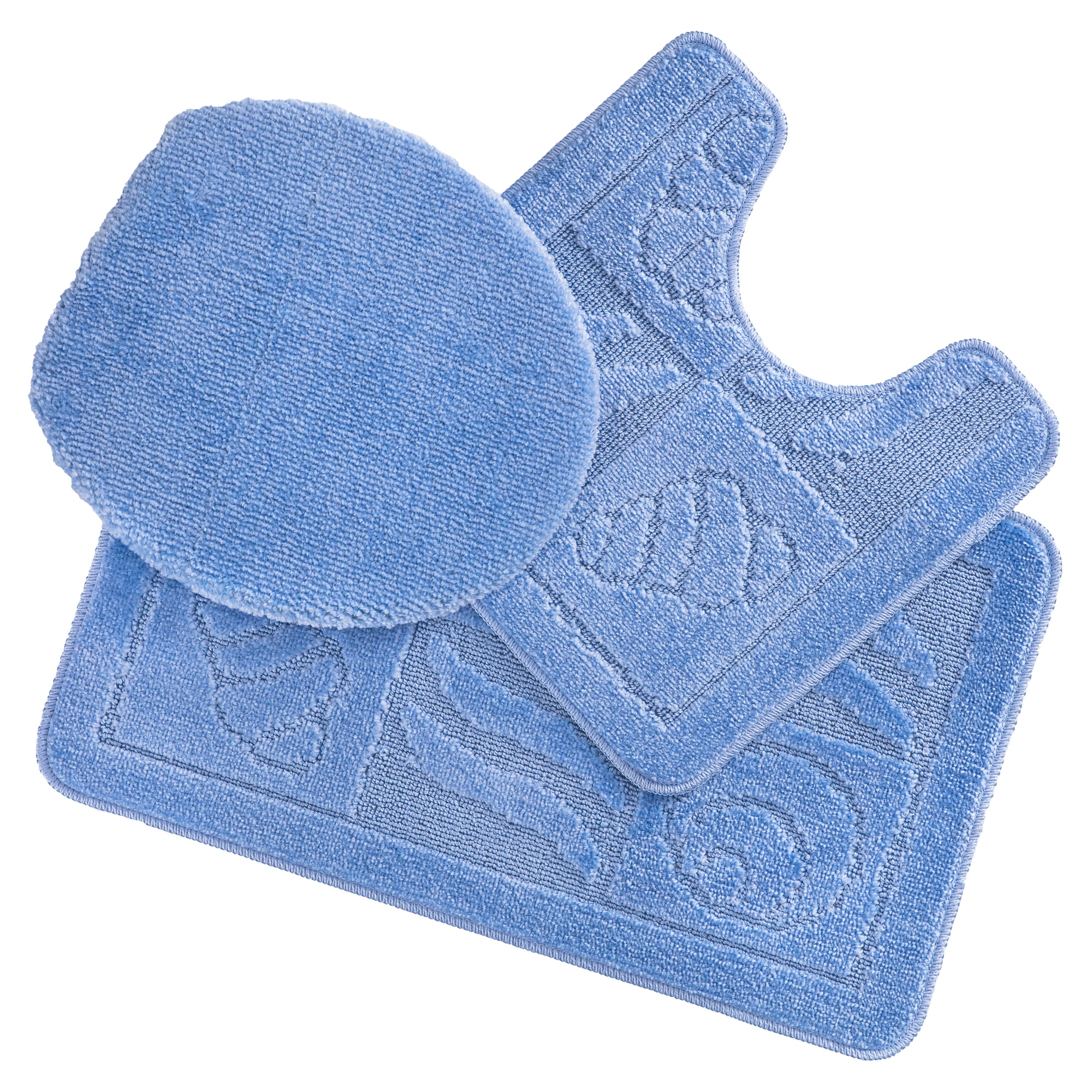 Ottomanson NICE3006-3PCS Nice 18-Inches x 30-Inches Blue Polypropylene Bath mat set