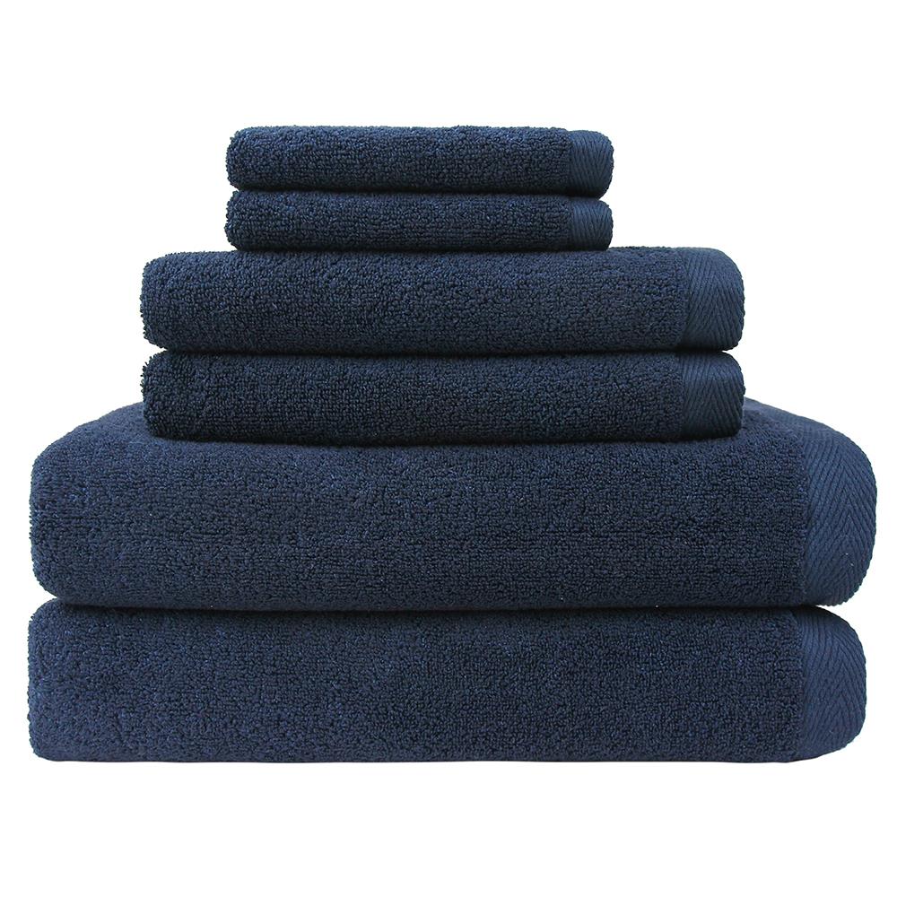 Everplush 4-Piece Navy Blue Cotton Quick Dry Hand Towel (Flat Loop Towels)  in the Bathroom Towels department at