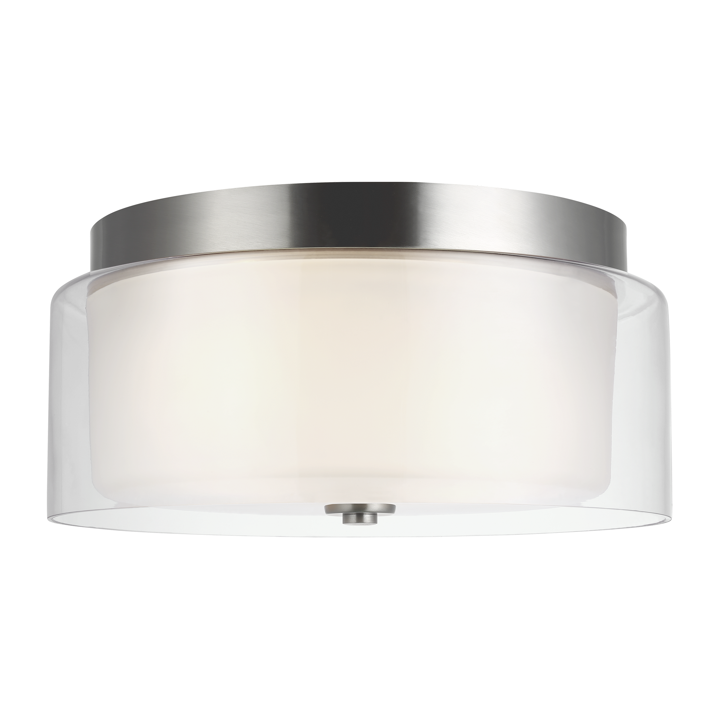 Elmwood Park Brushed Nickel 12" Dual-Light Flush Mount with Satin Etched Glass