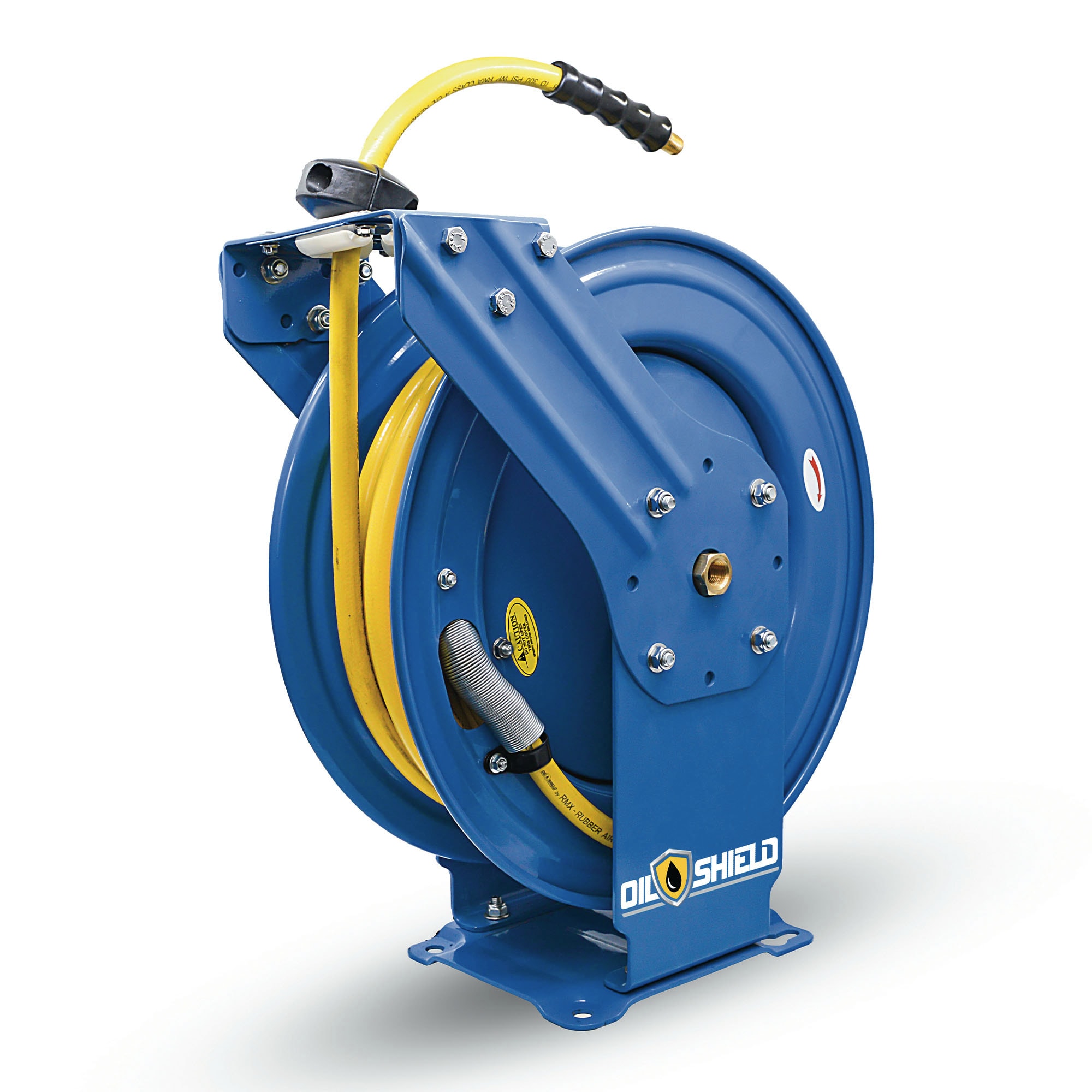 OIL SHIELD OSRDA1250 Heavy Duty Retractable Air Hose Reel with 1/2-in x 50-ft Class-A Rubber Air Hose, 3-ft Lead In Hose, Dual Arm