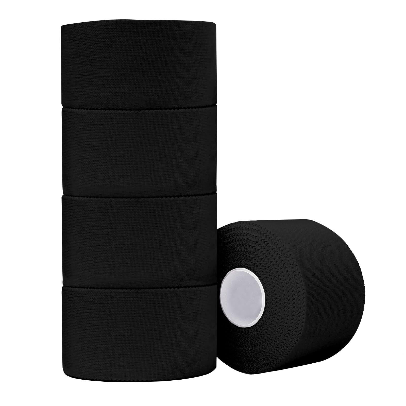 Yichuhaoxi 5 Pack Black Athletic Tape Strong Stick No Sticky Residue Cotton Sports Tape for Hockey Climbing Football Medical Splints Tear by Hand Skin