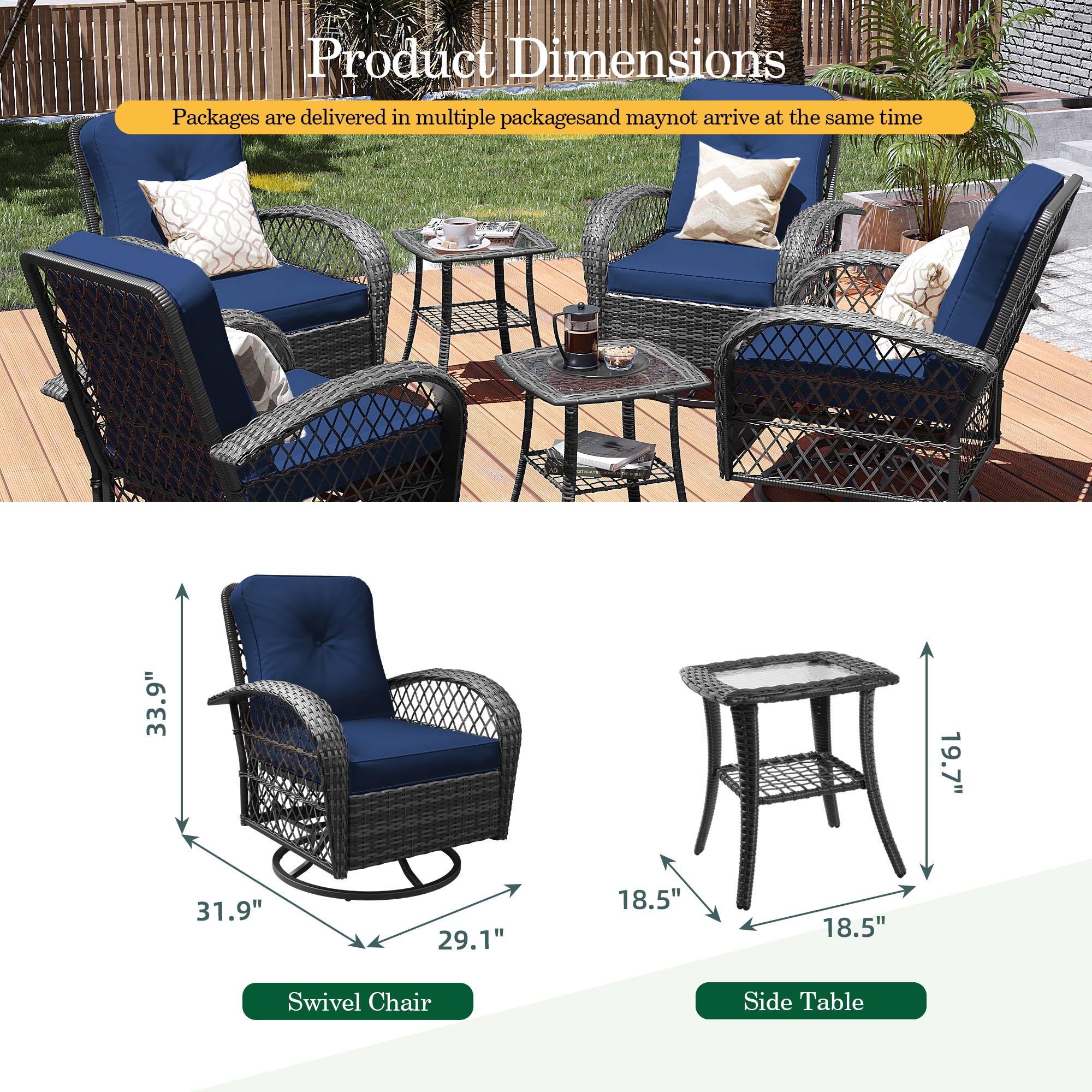Patio Watcher LHY-Y-NABLUE-CJ Patio-Conversation-Sets - View #3